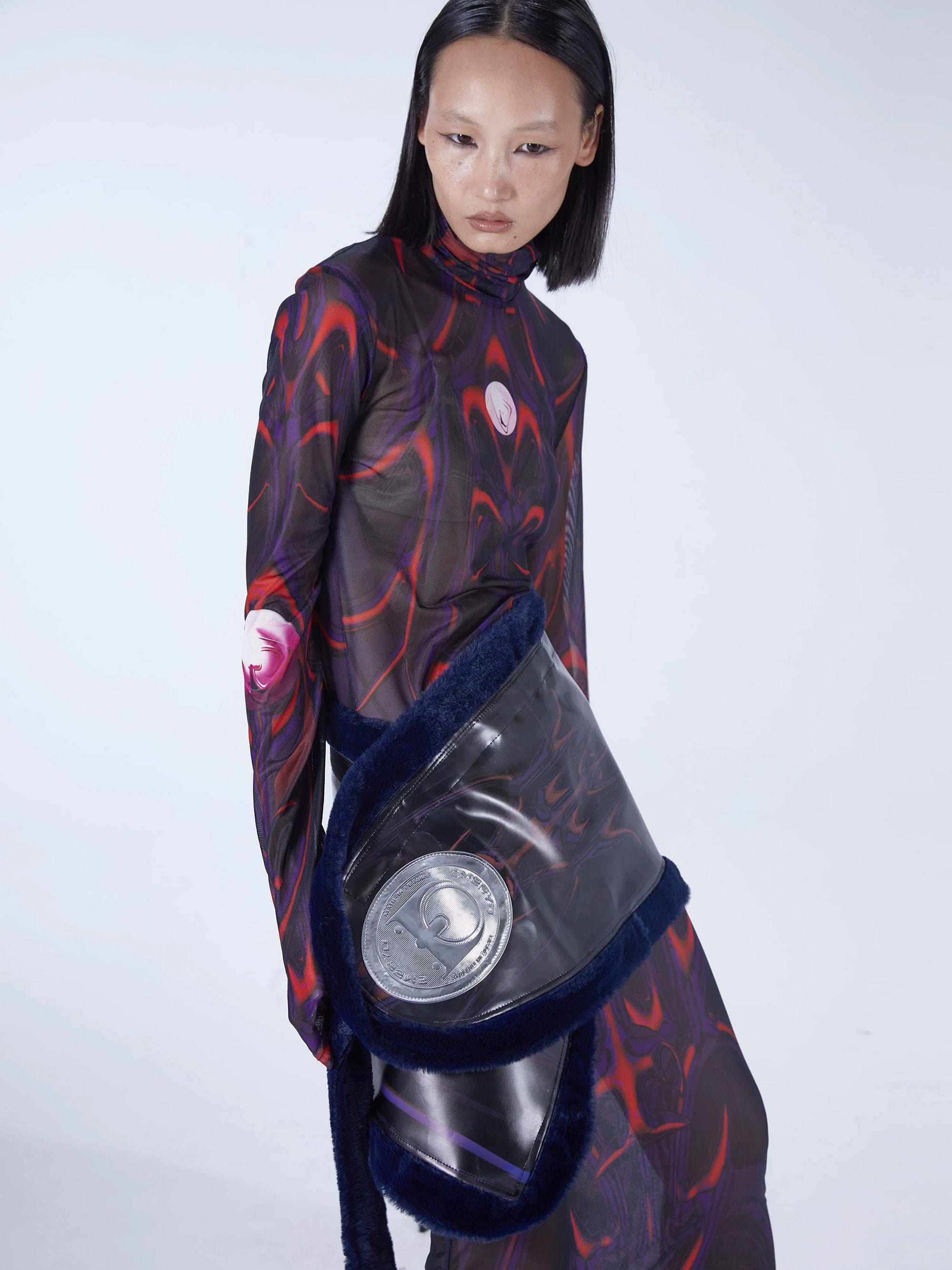 EMBRYO Abstract Mesh Logo Full-print One Piece Dress, premium urban and streetwear designers apparel on PROJECTISR.com, EMBRYO
