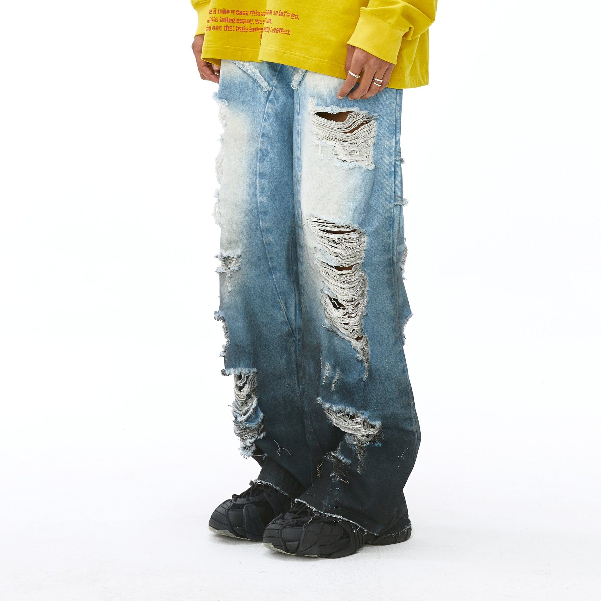 VANN VALRENCE Distressed Gradient Wash Structural Ripped Jeans, premium urban and streetwear designers apparel on PROJECTISR.com, VANN VALRENCE