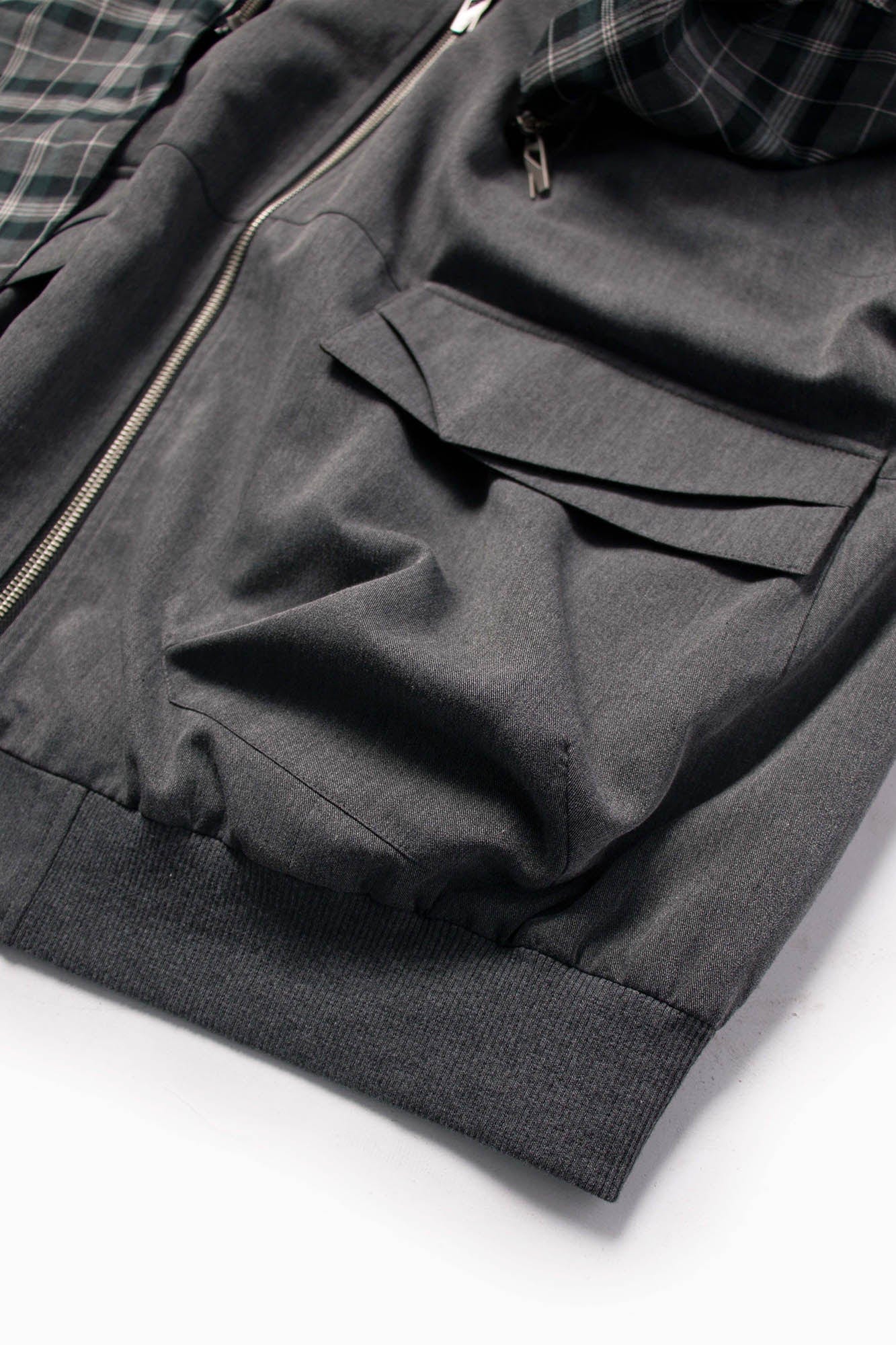 RELABEL Detachable Plaid Hooded Jacket, premium urban and streetwear designers apparel on PROJECTISR.com, RELABEL