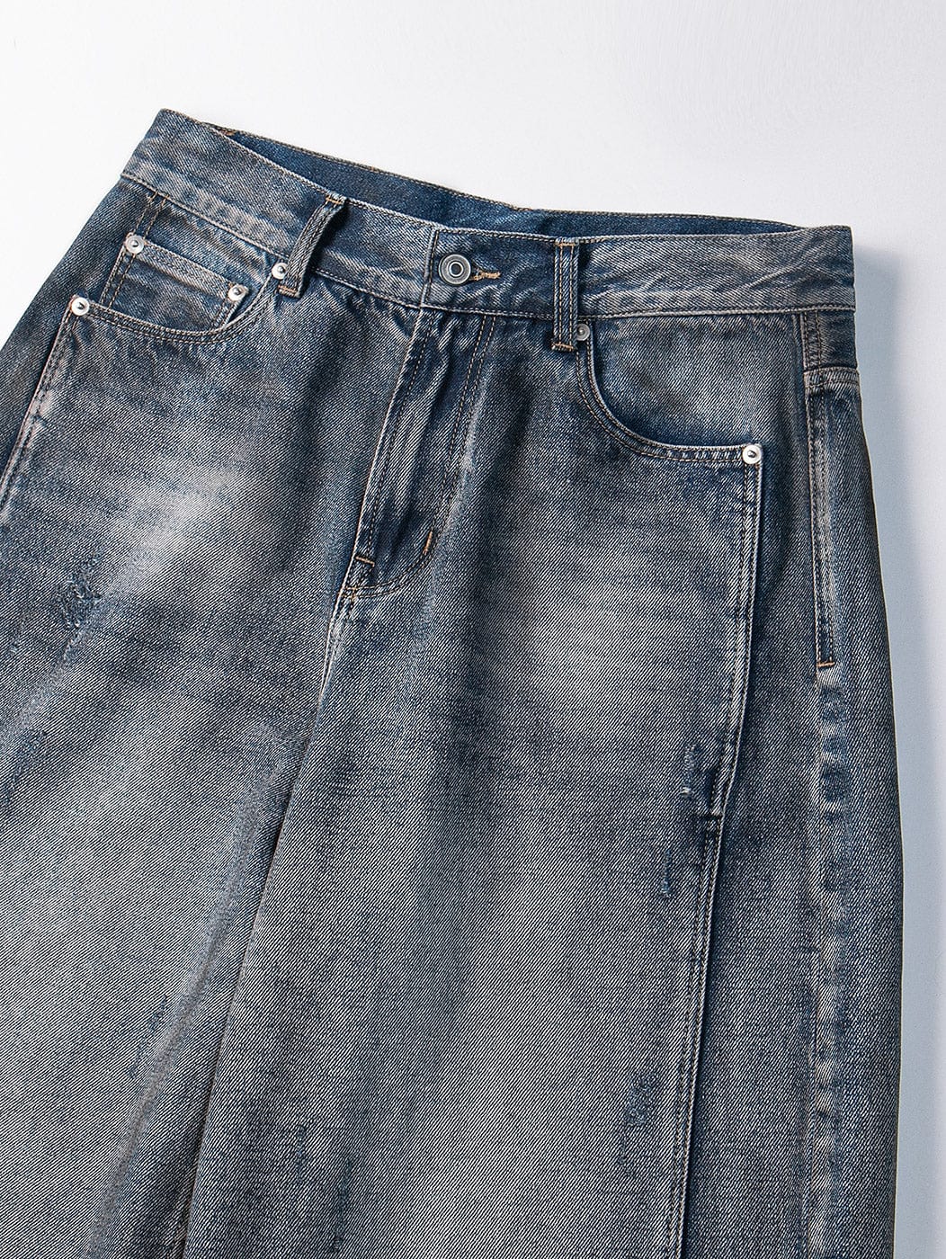 LEONSENSE Side Spliced Washed Oversized Jeans, premium urban and streetwear designers apparel on PROJECTISR.com, LEONSENSE