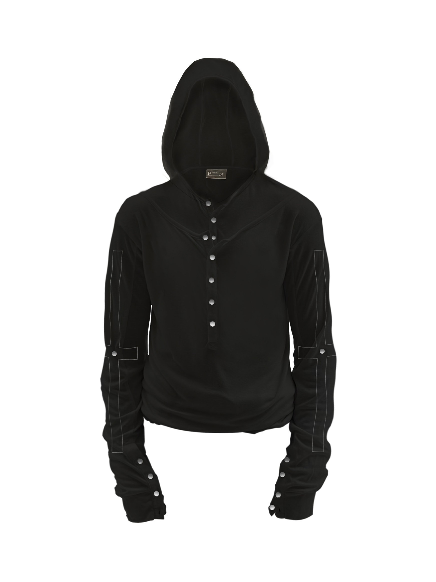 PAIKI Cross Layered Slim Hooded Long Sleeve Tee