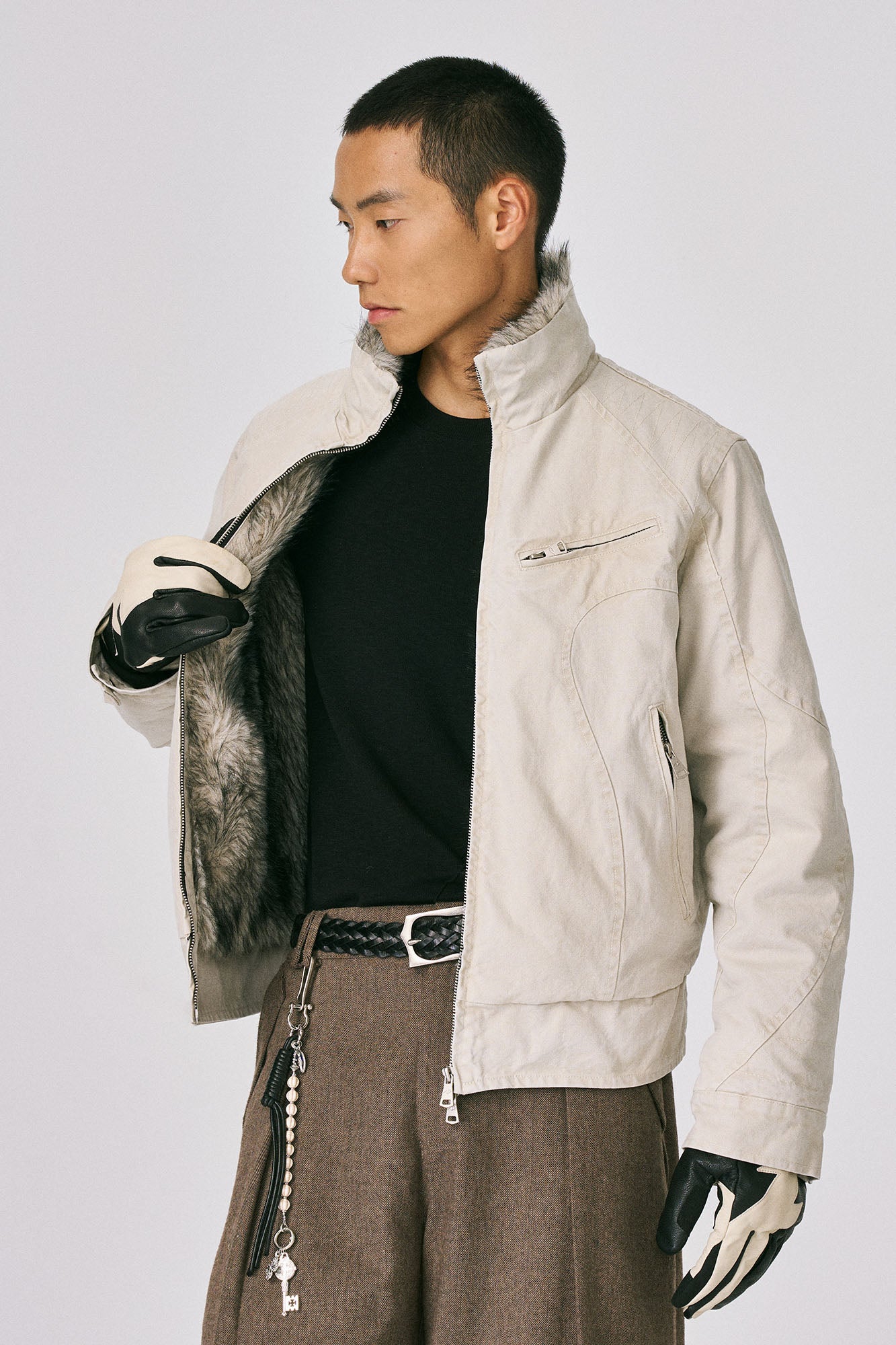CATSSTAC Faux Fur Lining Washed Jacket