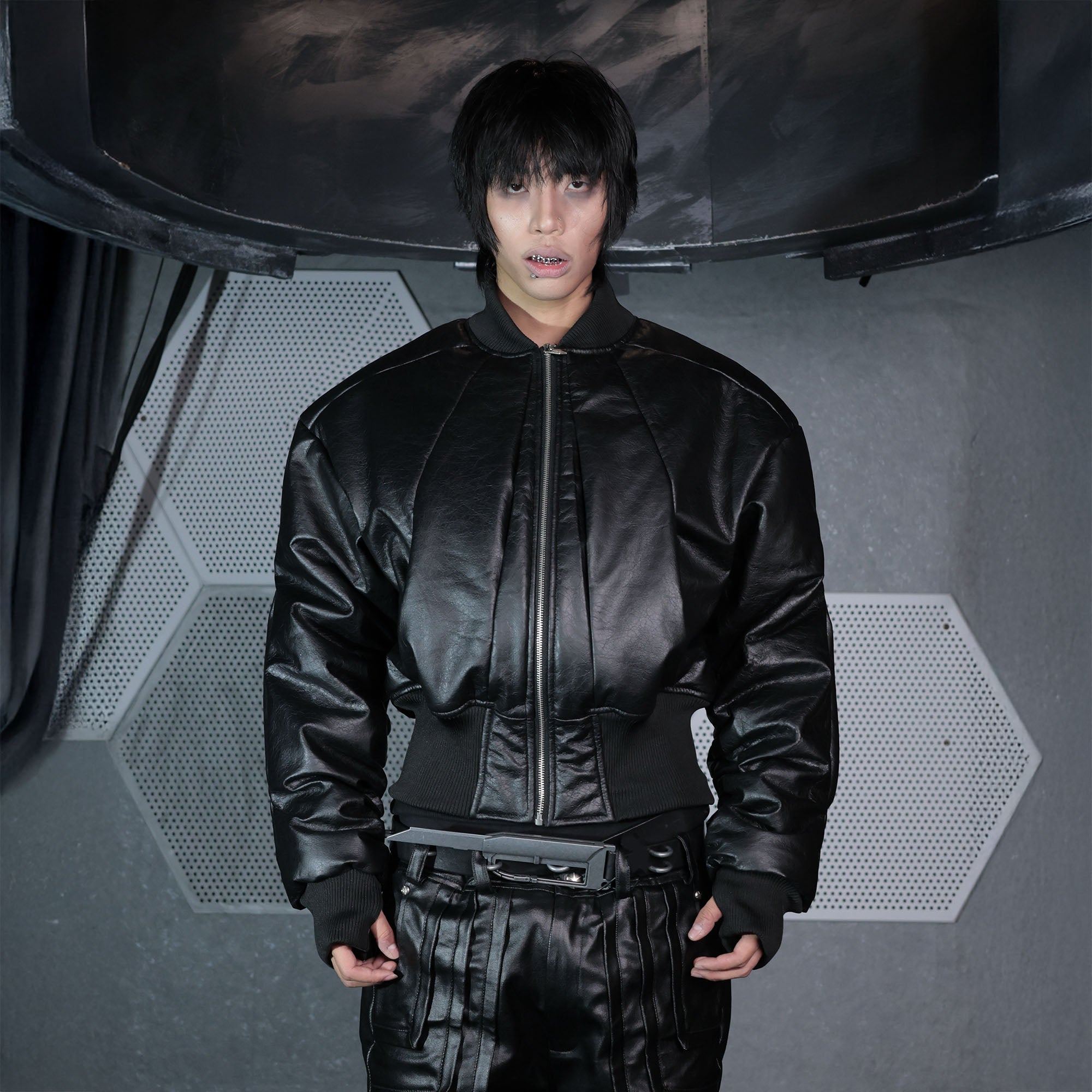 SSIN7 Panel Cinched Bomber Jacket