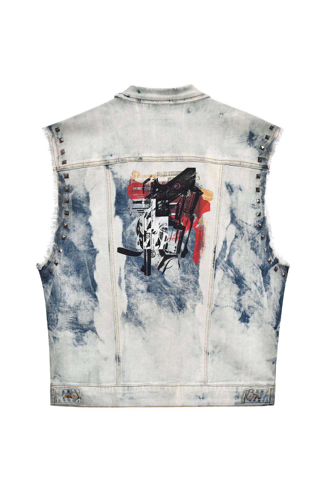 VENTUREK Distressed Washed Studded Patch Denim Vest, premium urban and streetwear designers apparel on PROJECTISR.com, VENTUREK