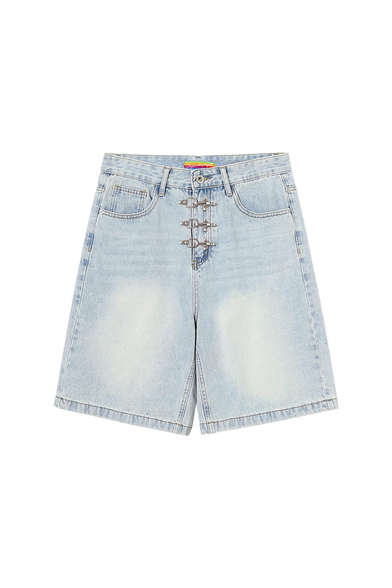 CLP Washed Metal Clasp Denim Shorts
