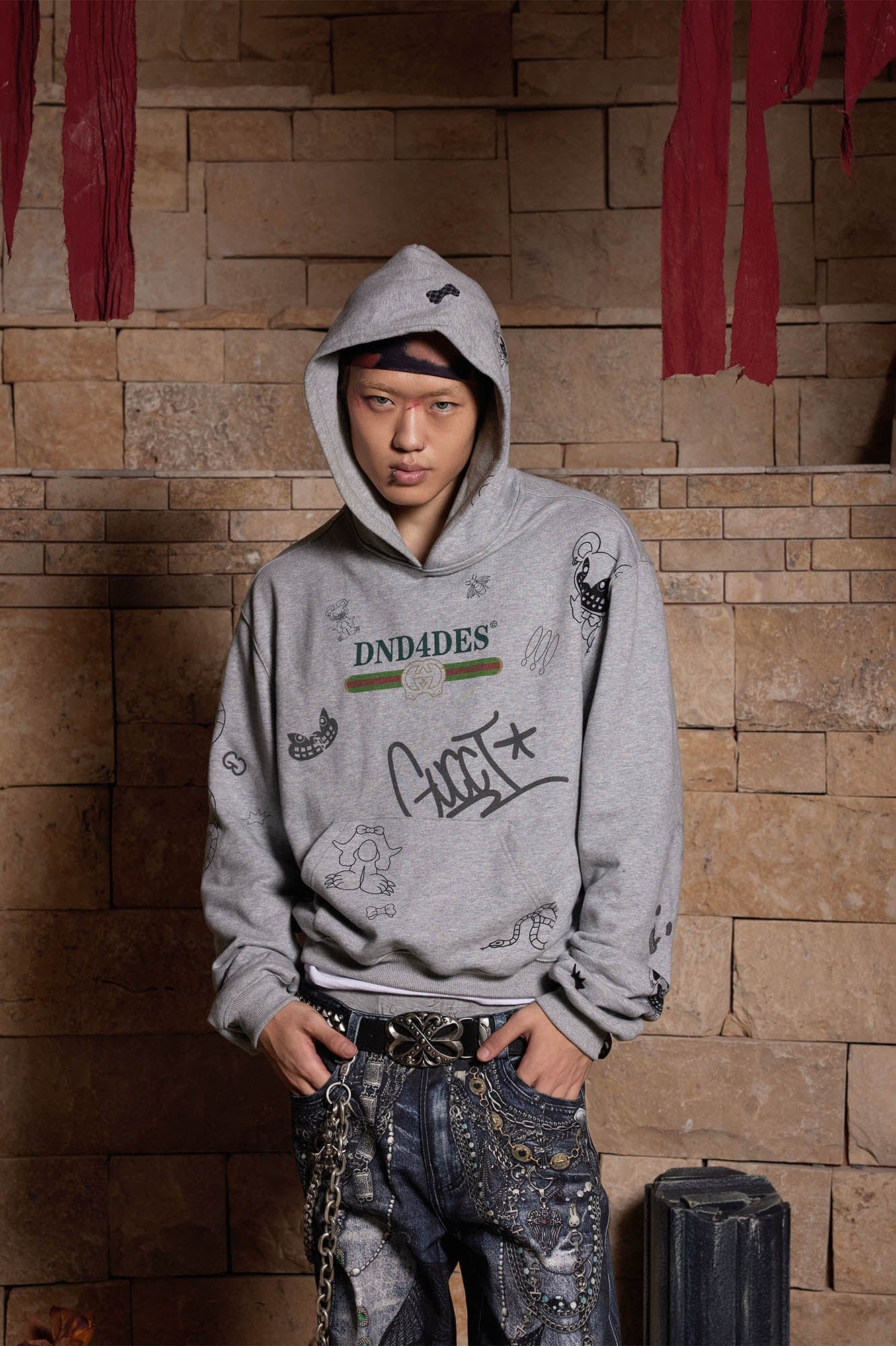 DND4DES Graffiti Bootleg Oversized Hoodie, premium urban and streetwear designers apparel on PROJECTISR.com, DND4DES