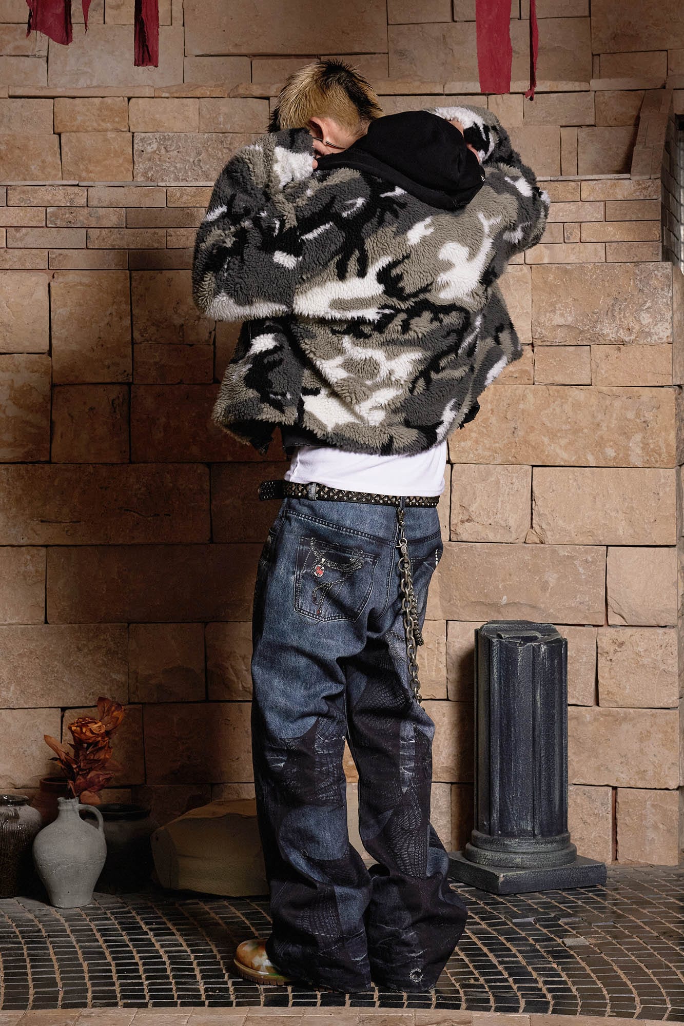DND4DES Camo Fleece Stand Collar Jacket, premium urban and streetwear designers apparel on PROJECTISR.com, DND4DES