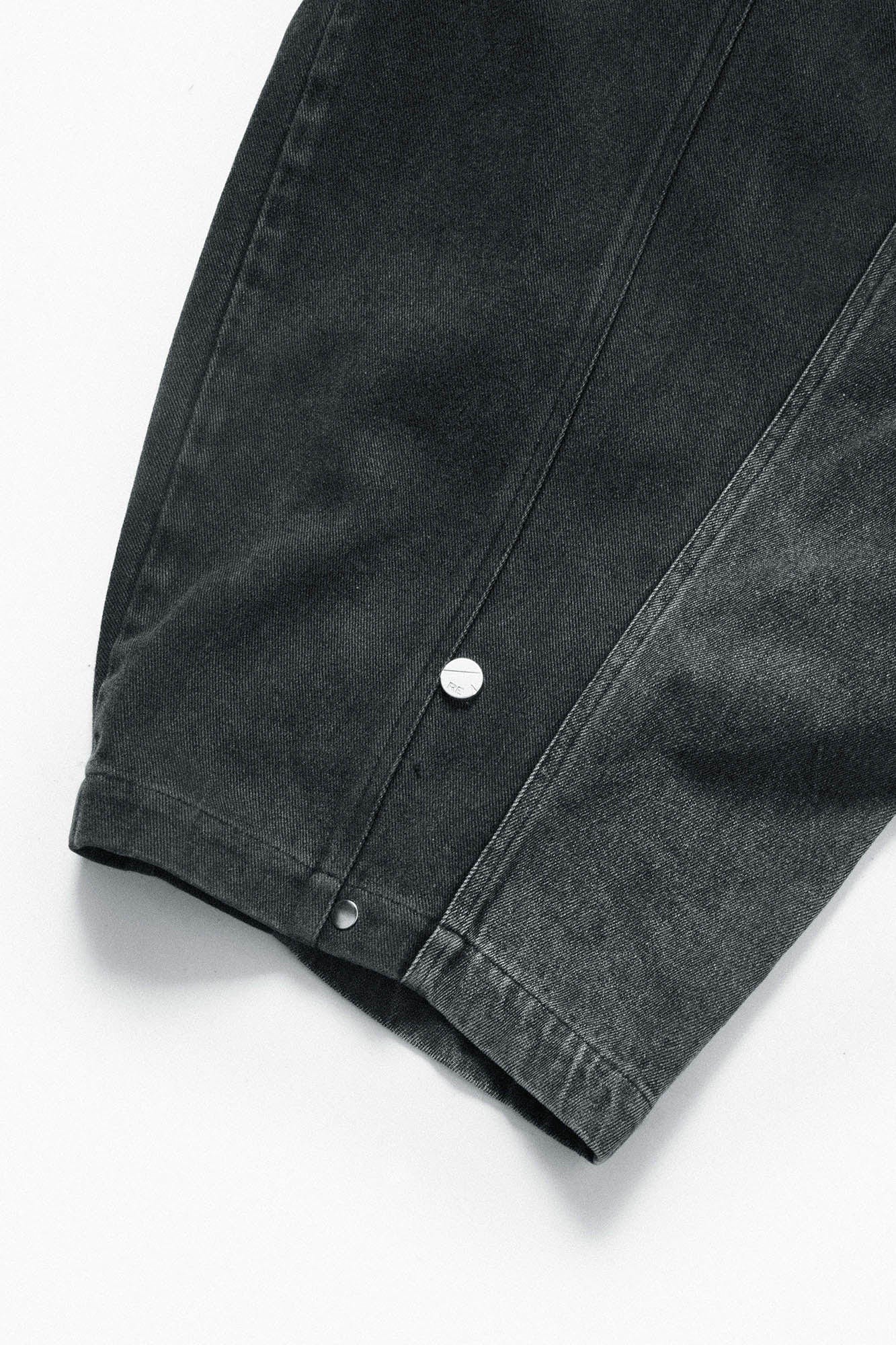 RELABEL Detachable Plaid Back Flap Spliced Jeans, premium urban and streetwear designers apparel on PROJECTISR.com, RELABEL