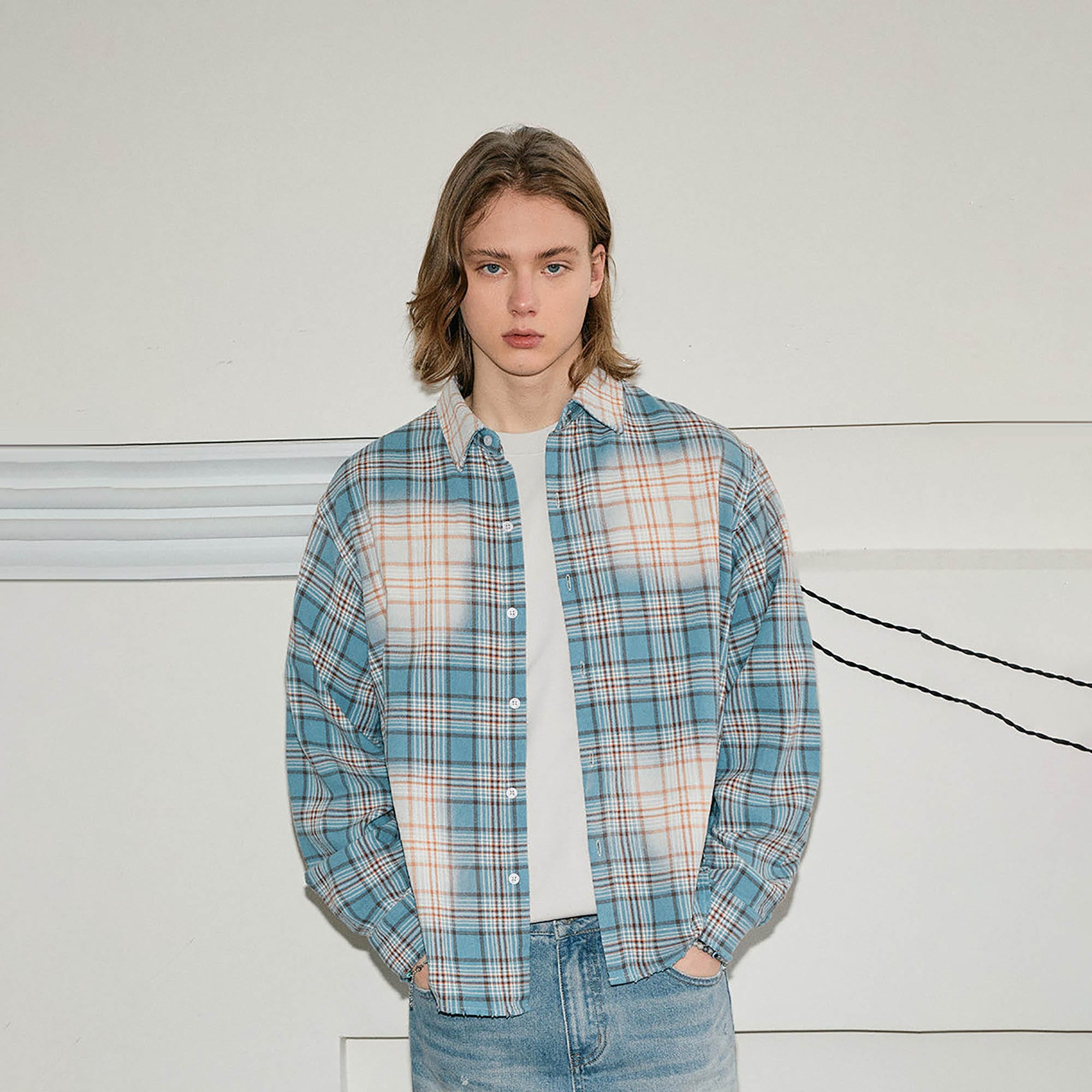 KREATE Faded Plaid Shirt, premium urban and streetwear designers apparel on PROJECTISR.com, KREATE