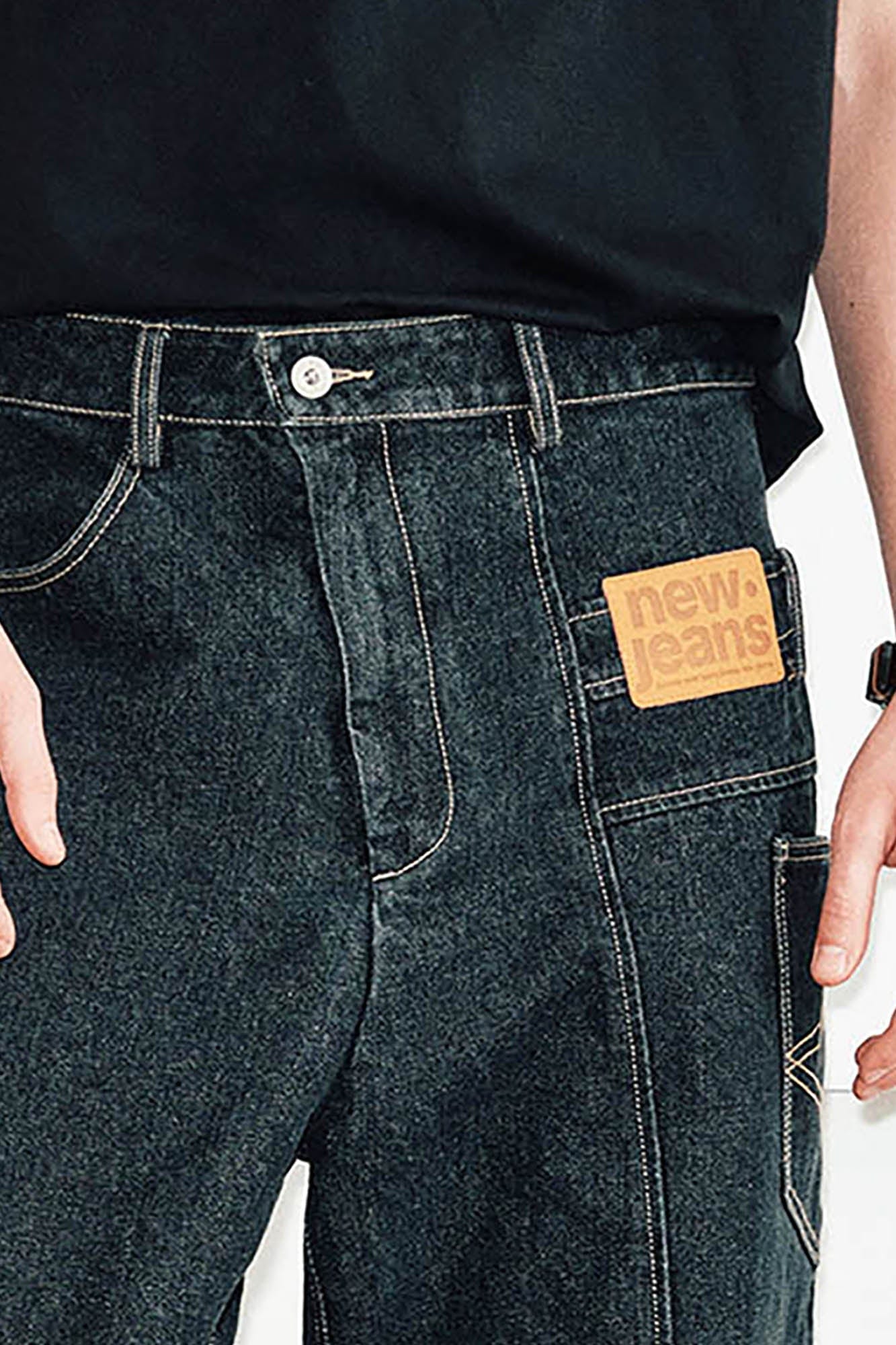 KREATE Misaligned Deconstructed Straight-Leg Jeans, premium urban and streetwear designers apparel on PROJECTISR.com, KREATE