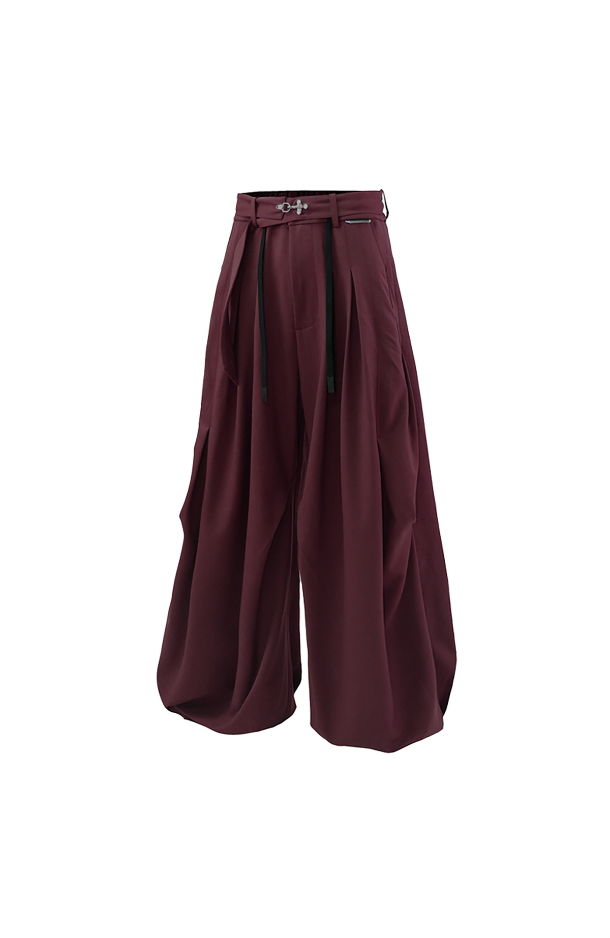 RELABEL Pleated Wide-Leg Elasticated Belt Trousers