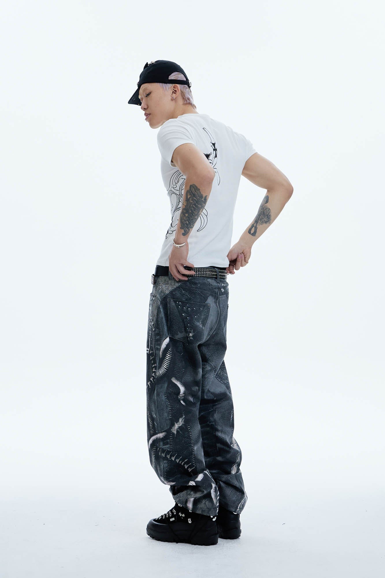 DND4DES Industrial Pipe Lace-Up Graphic Baggy Jeans, premium urban and streetwear designers apparel on PROJECTISR.com, DND4DES