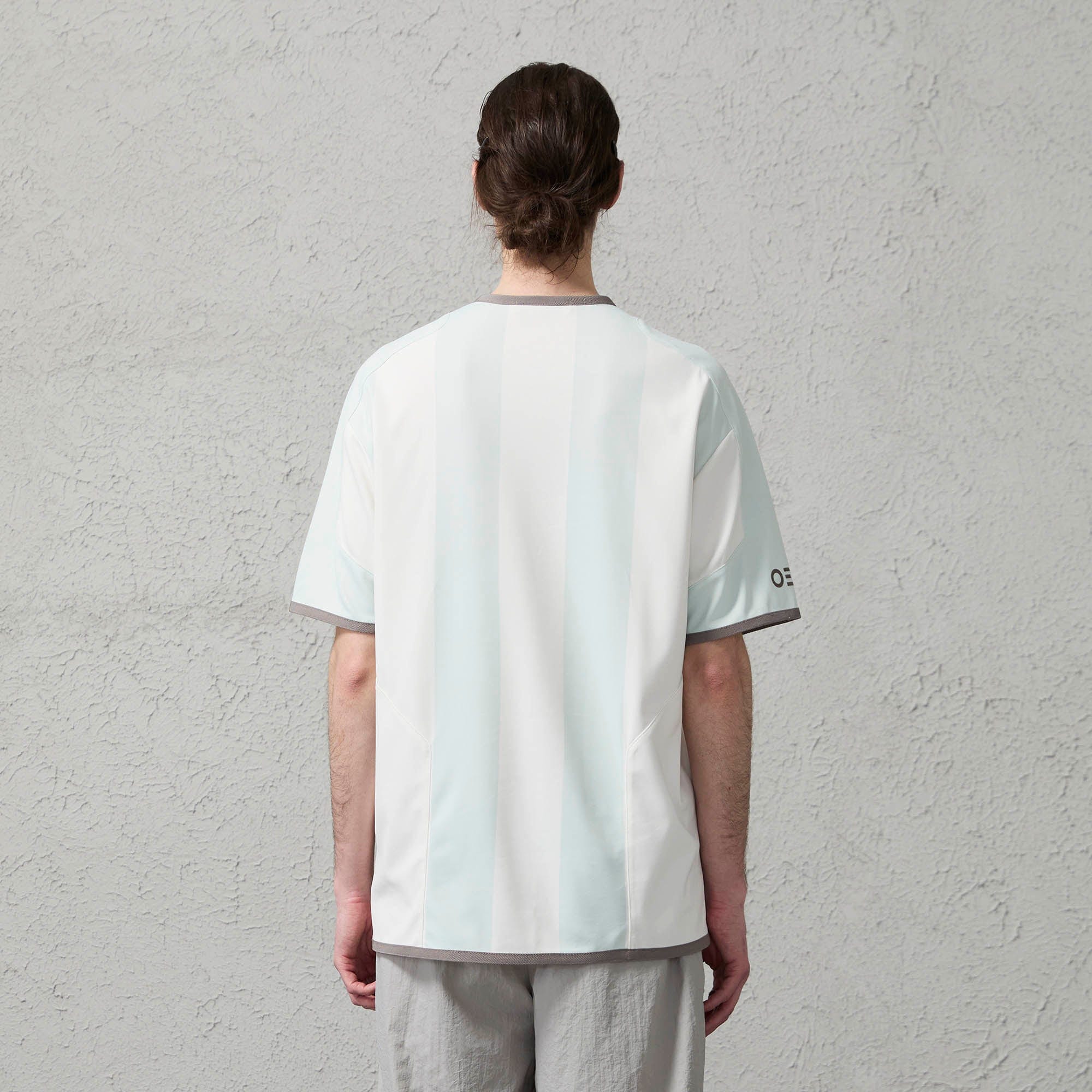 ORGANIC EMOTION Never Work Slogan Stripes Spliced Jersey