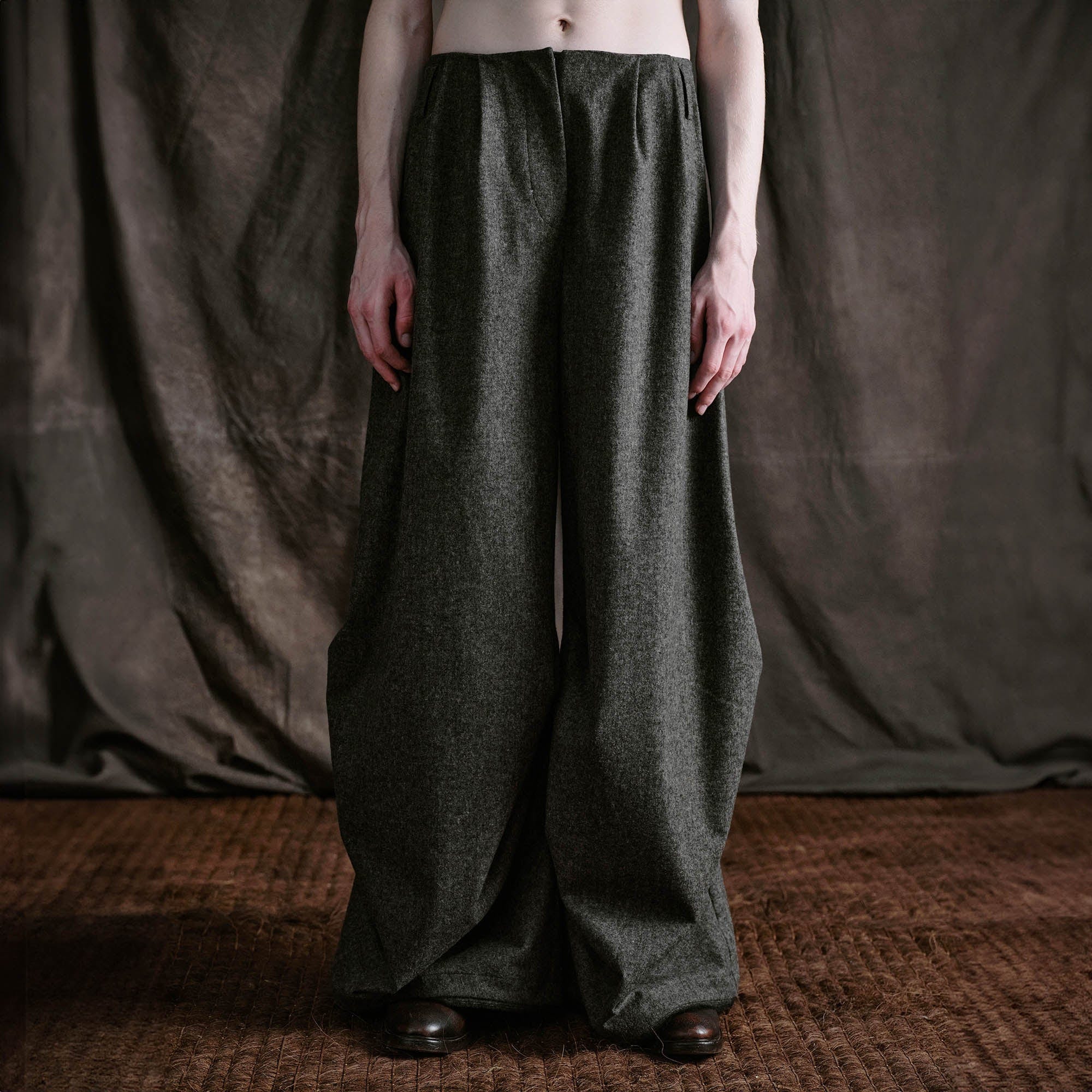 ILNya Nieternite Nifutur Crinkled Wool-Blend Voluminous Trousers, premium urban and streetwear designers apparel on PROJECTISR.com, ILNya Nieternite Nifutur