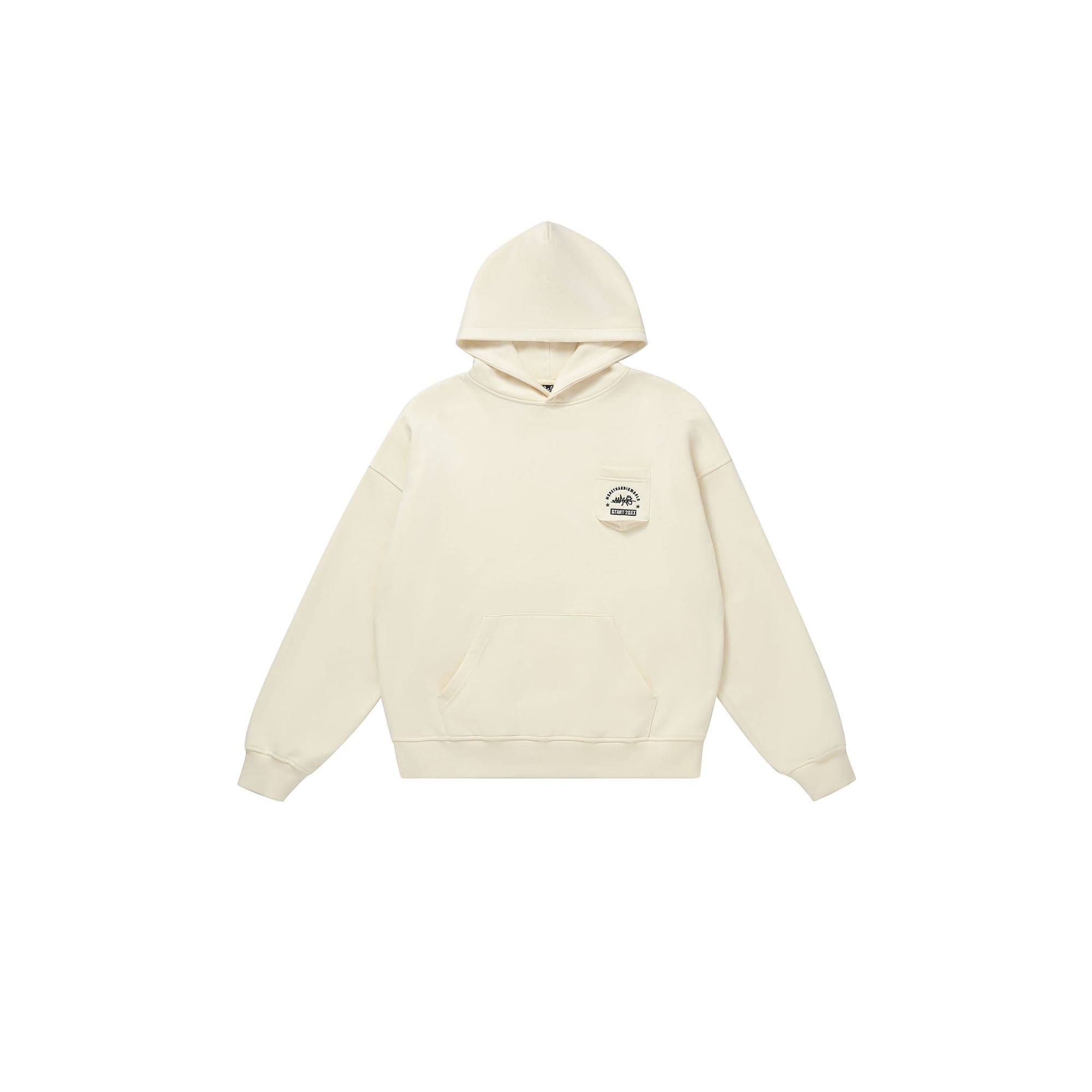 MAKEMORE Faux-Layer Embroidered Pocket Hoodie, premium urban and streetwear designers apparel on PROJECTISR.com, MAKEMORE