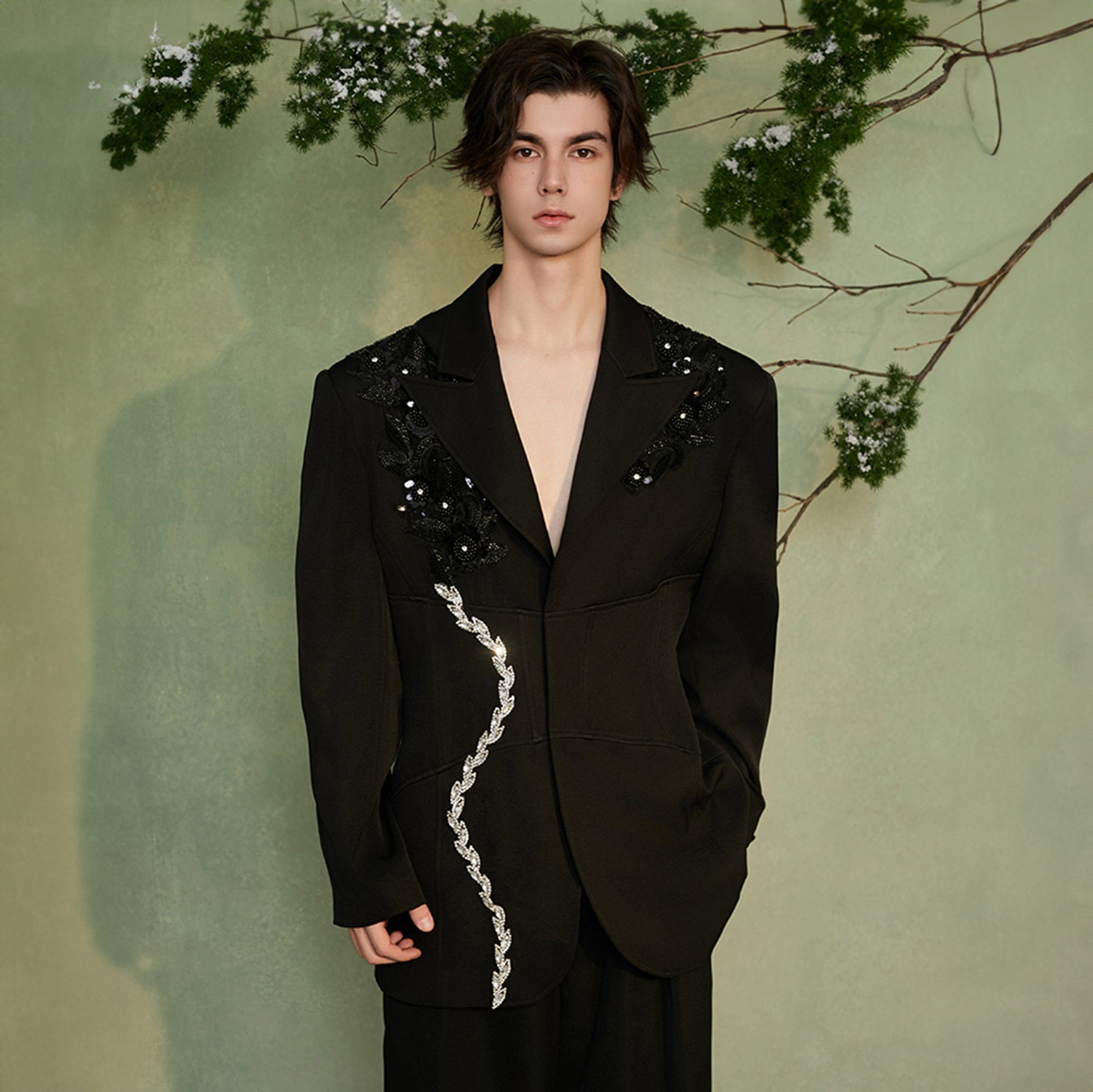 JIECHI The Midnight Floral Blazer, premium urban and streetwear designers apparel on PROJECTISR.com, JIECHI