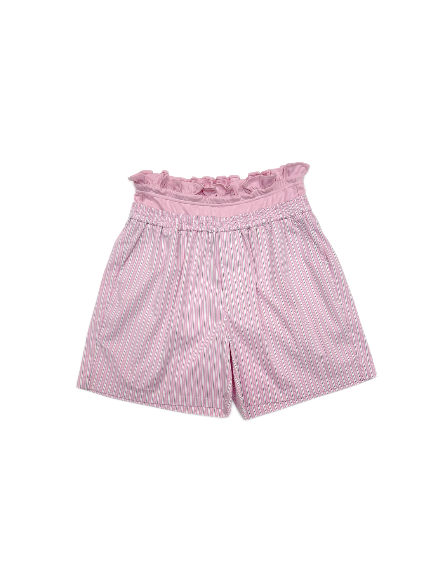 KADAKADA Retro Striped Ruffle-Waist Layered Shorts, premium urban and streetwear designers apparel on PROJECTISR.com, KADAKADA
