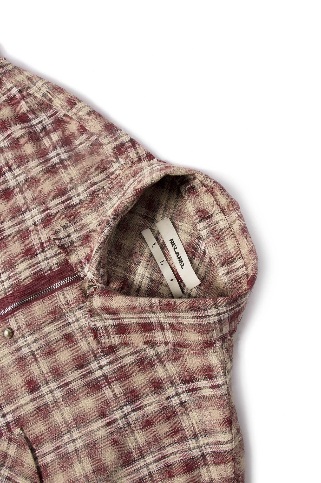 RELABEL Tie-dye Plaid Dual Closure Frayed Shirt, premium urban and streetwear designers apparel on PROJECTISR.com, RELABEL