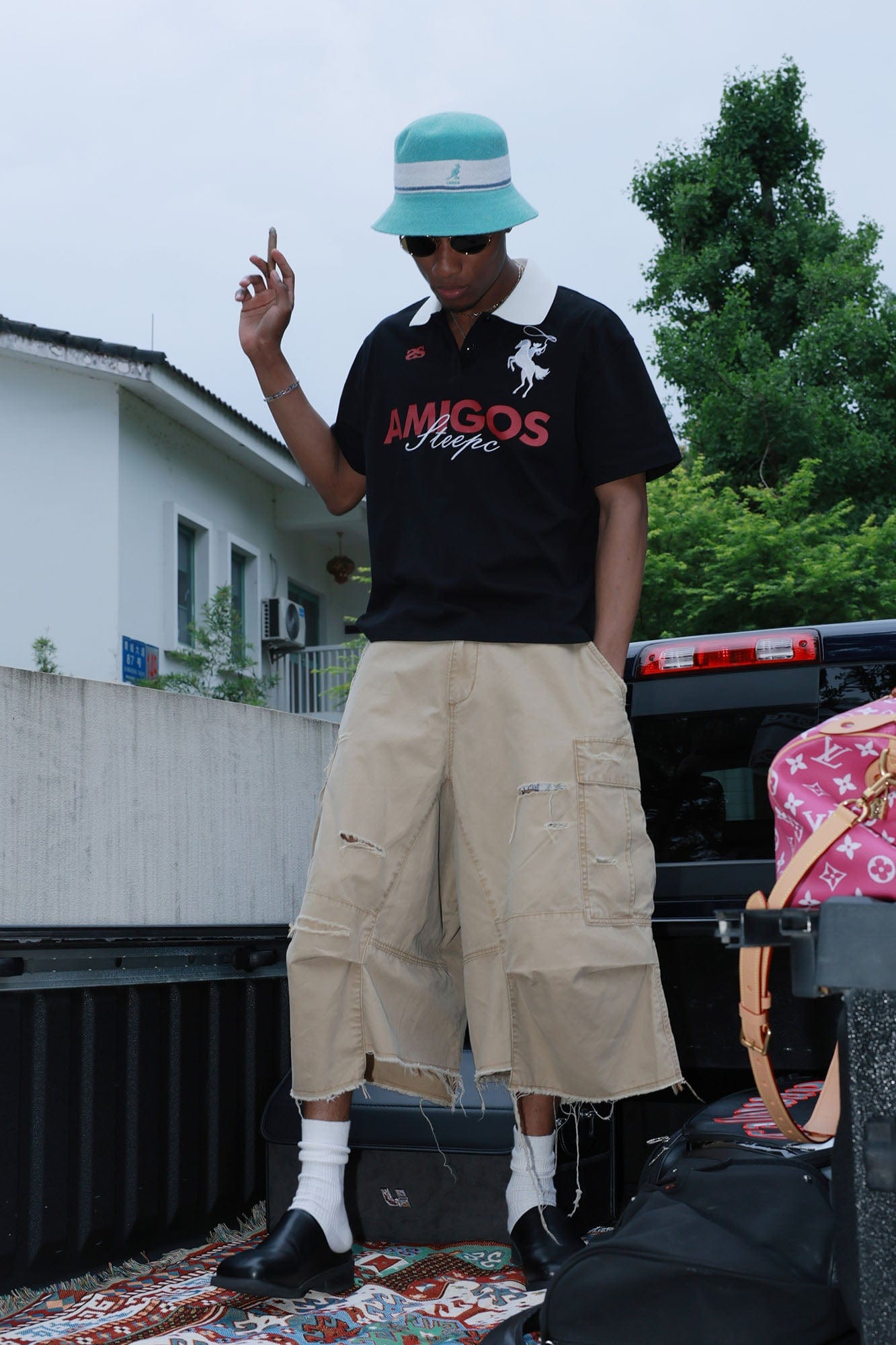 STEEPC Amigos Graphic Embroidered Polo T-Shirt, premium urban and streetwear designers apparel on PROJECTISR.com, STEEPC