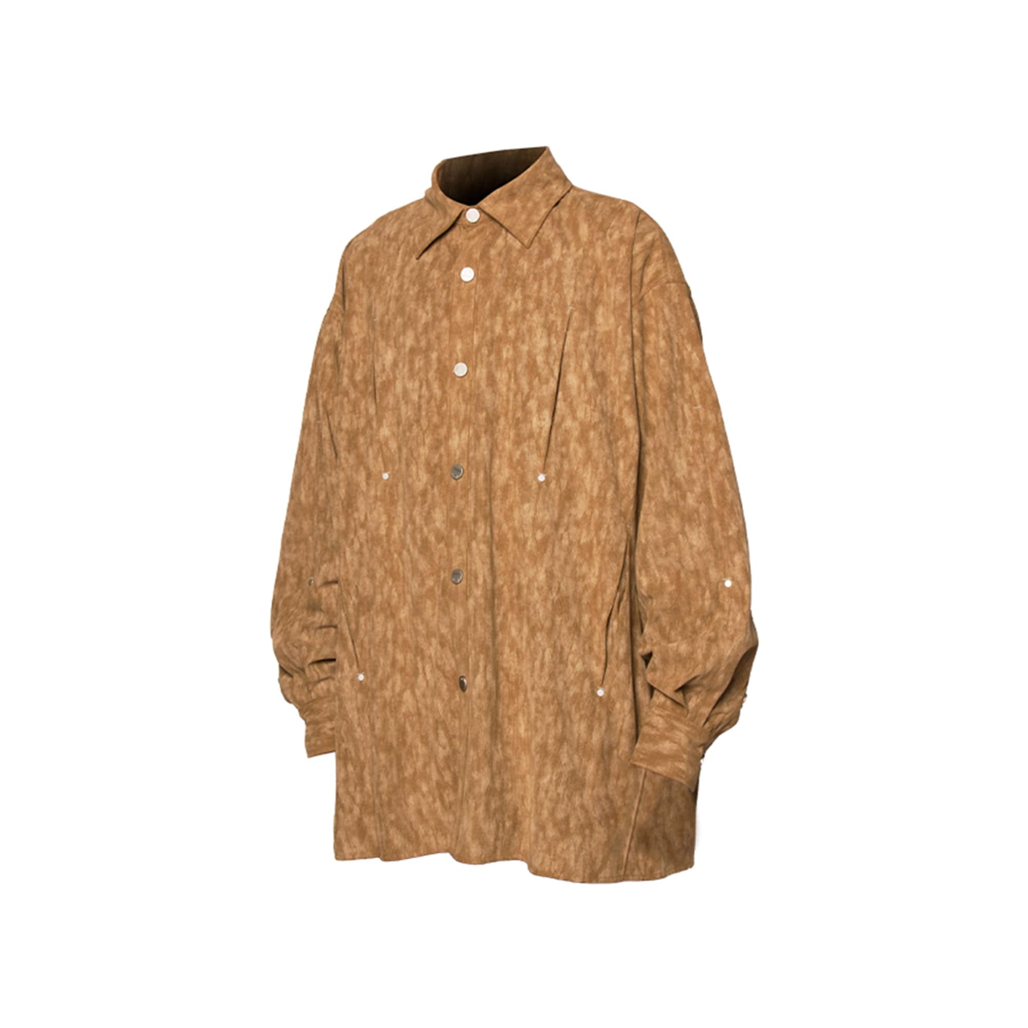RELABEL The Pupa Deconstructed Pleated Rivet Shirt, premium urban and streetwear designers apparel on PROJECTISR.com, RELABEL
