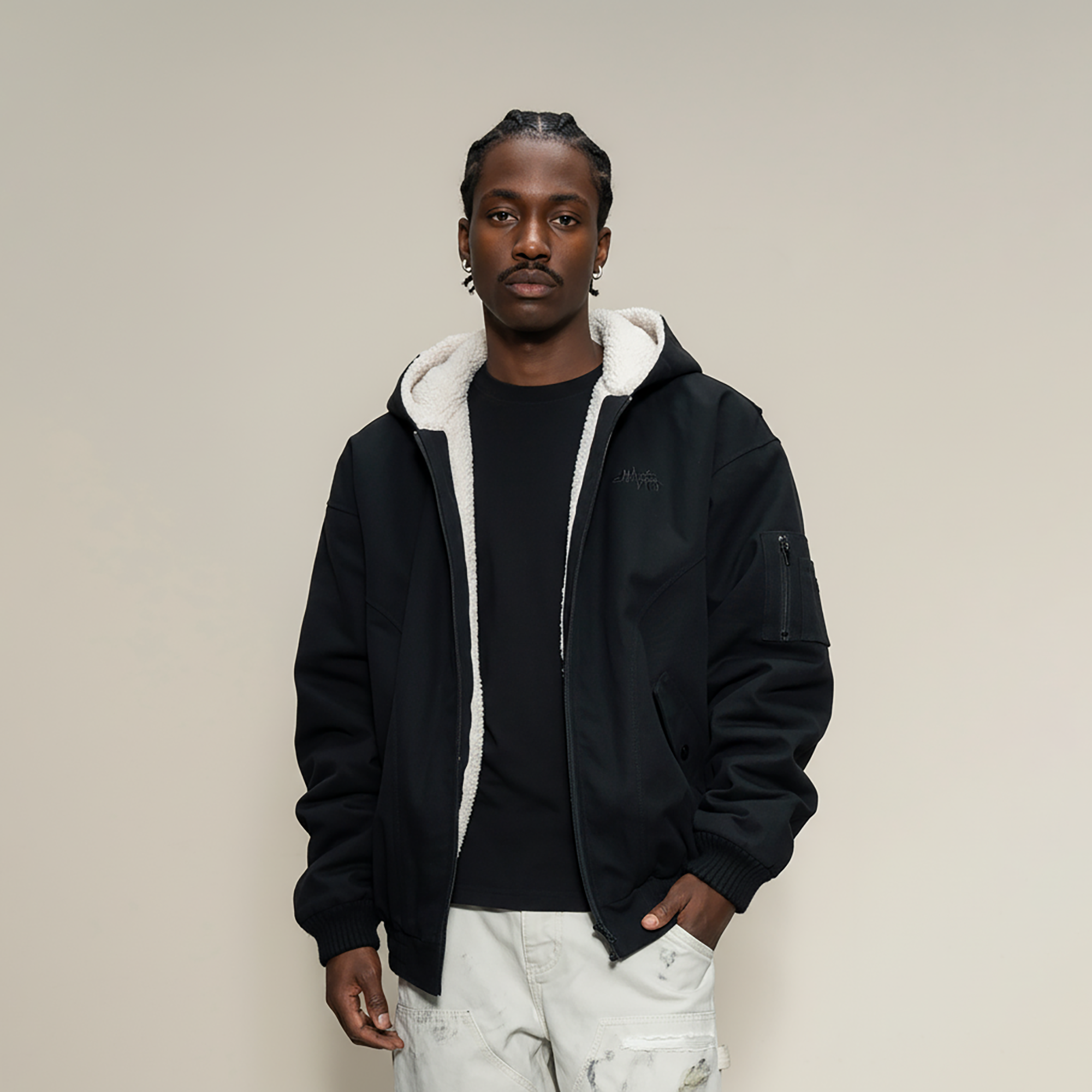 MAKEMORE Sherpa-Lined Canvas Hooded Jacket