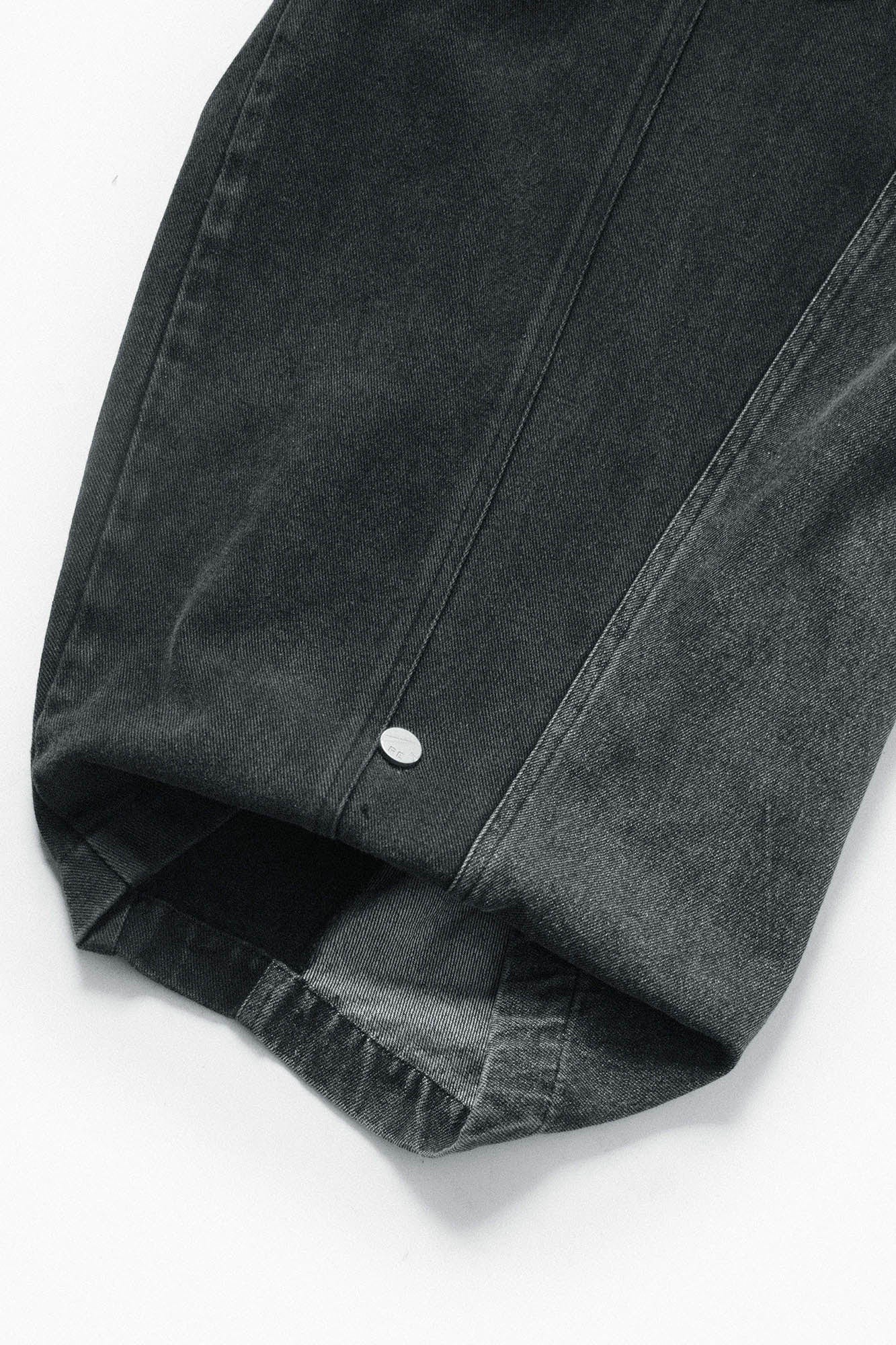 RELABEL Detachable Plaid Back Flap Spliced Jeans, premium urban and streetwear designers apparel on PROJECTISR.com, RELABEL