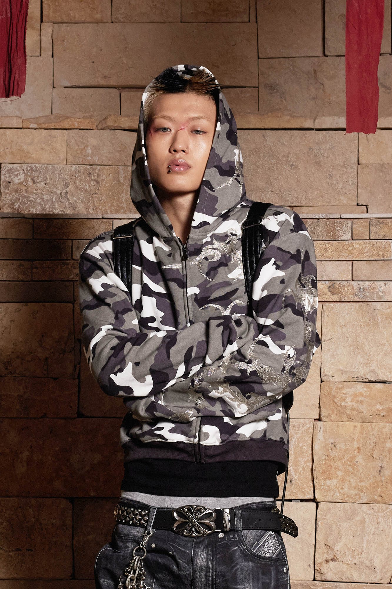 DND4DES Camo Zip-up Embroidery Hoodie, premium urban and streetwear designers apparel on PROJECTISR.com, DND4DES