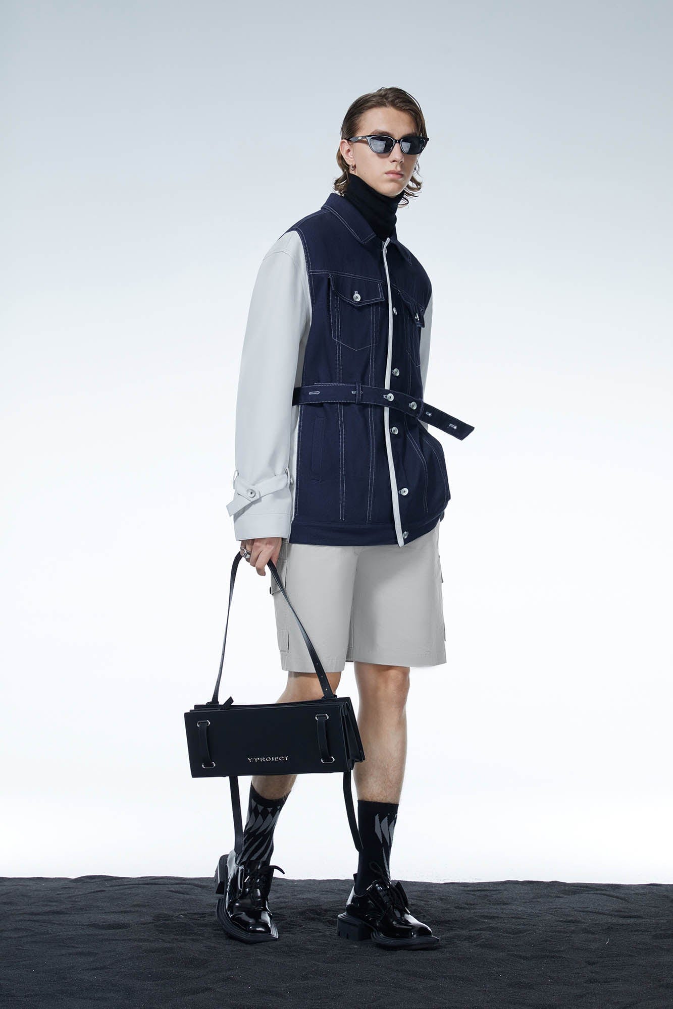 LOSTNFOUND Spliced Stitch Strappy Jacket, premium urban and streetwear designers apparel on PROJECTISR.com, LOSTNFOUND