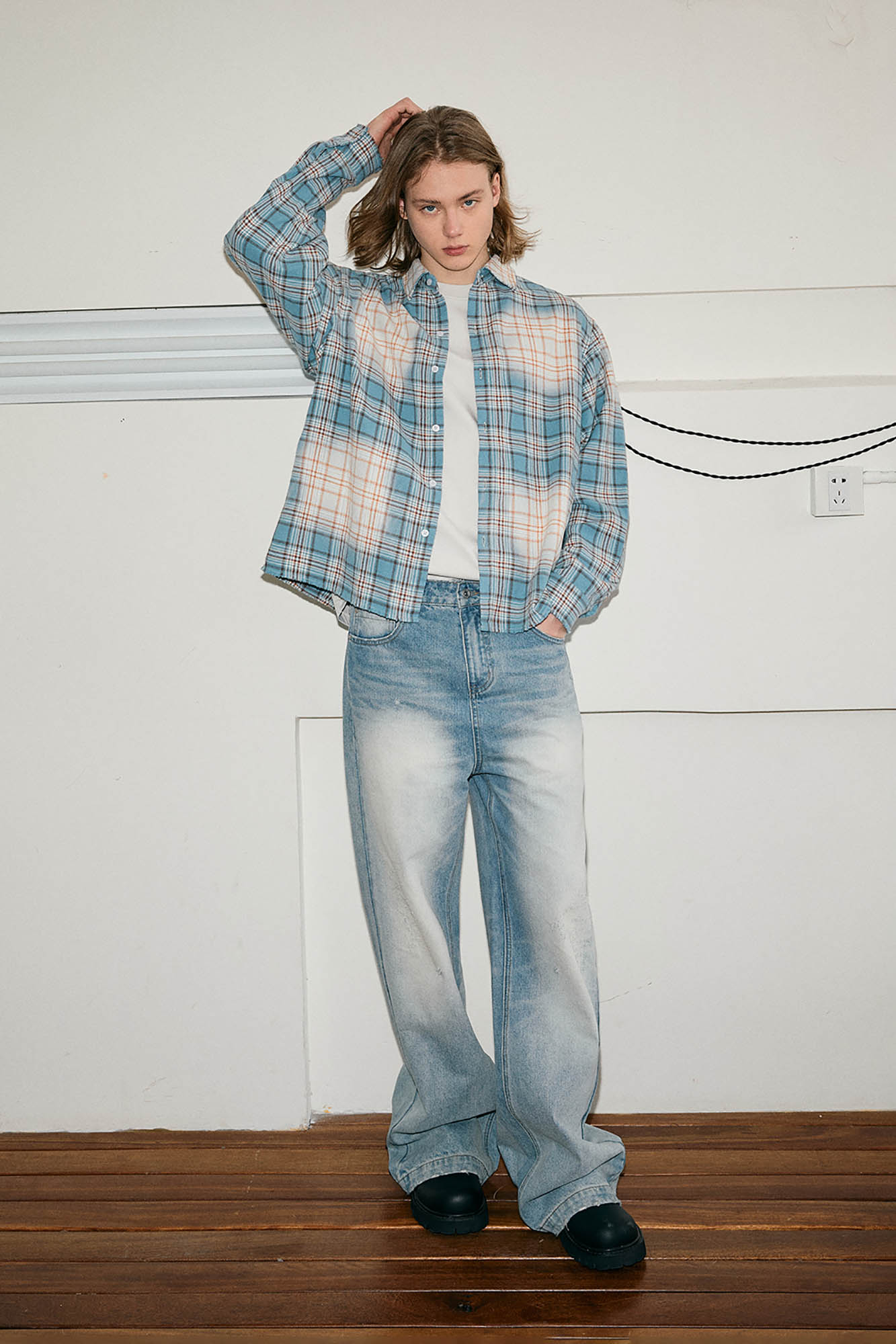 KREATE Faded Plaid Shirt, premium urban and streetwear designers apparel on PROJECTISR.com, KREATE