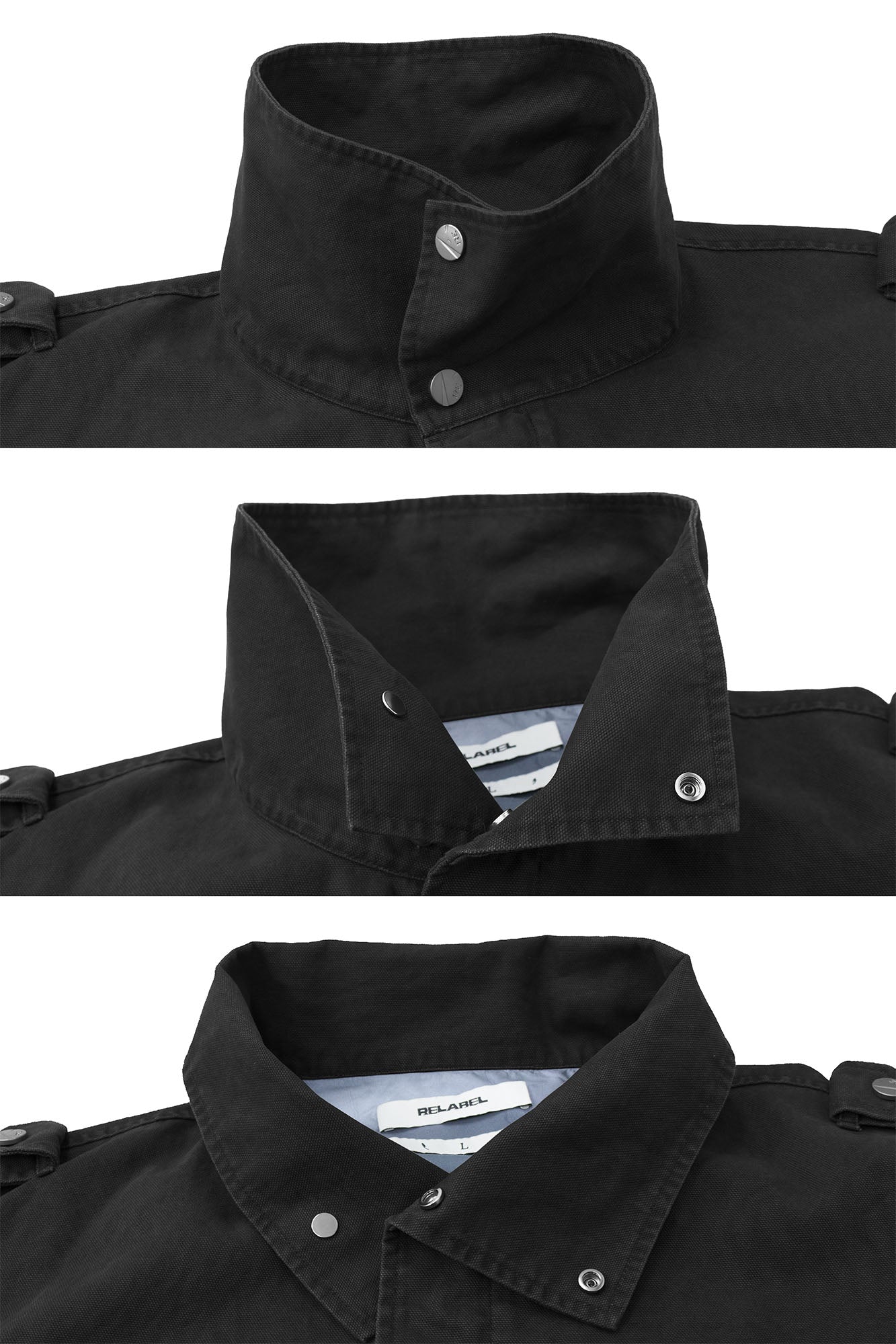 RELABEL Retro Multi-Pocket Snap-Hem Convertible Jacket Black