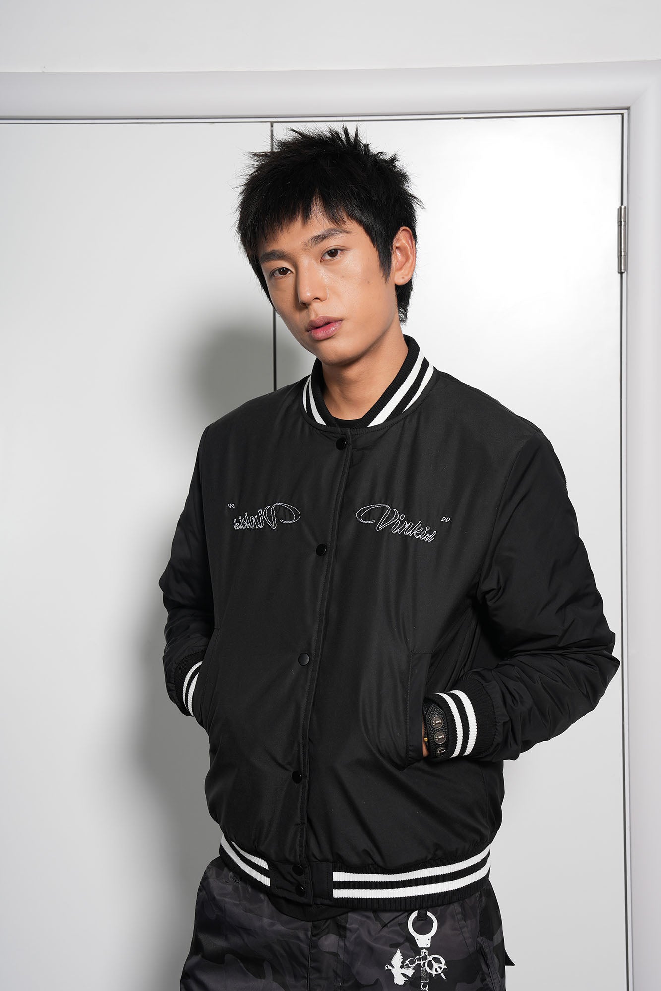 VINKID No.88 Peace Doves Padded Varsity Jacket