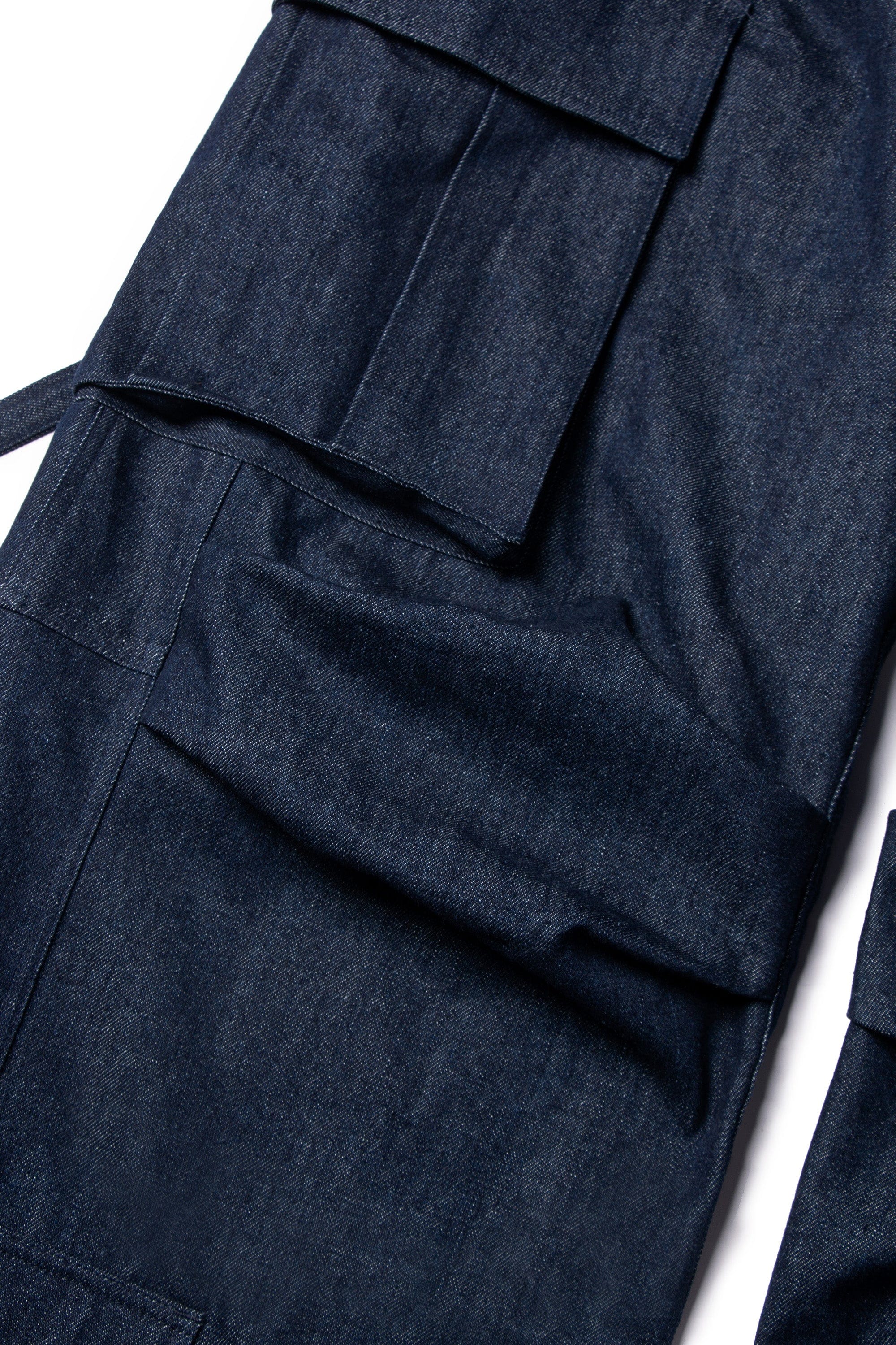 RELABEL Straped Big Pockets Rivet Washed Denim Cargo, premium urban and streetwear designers apparel on PROJECTISR.com, RELABEL