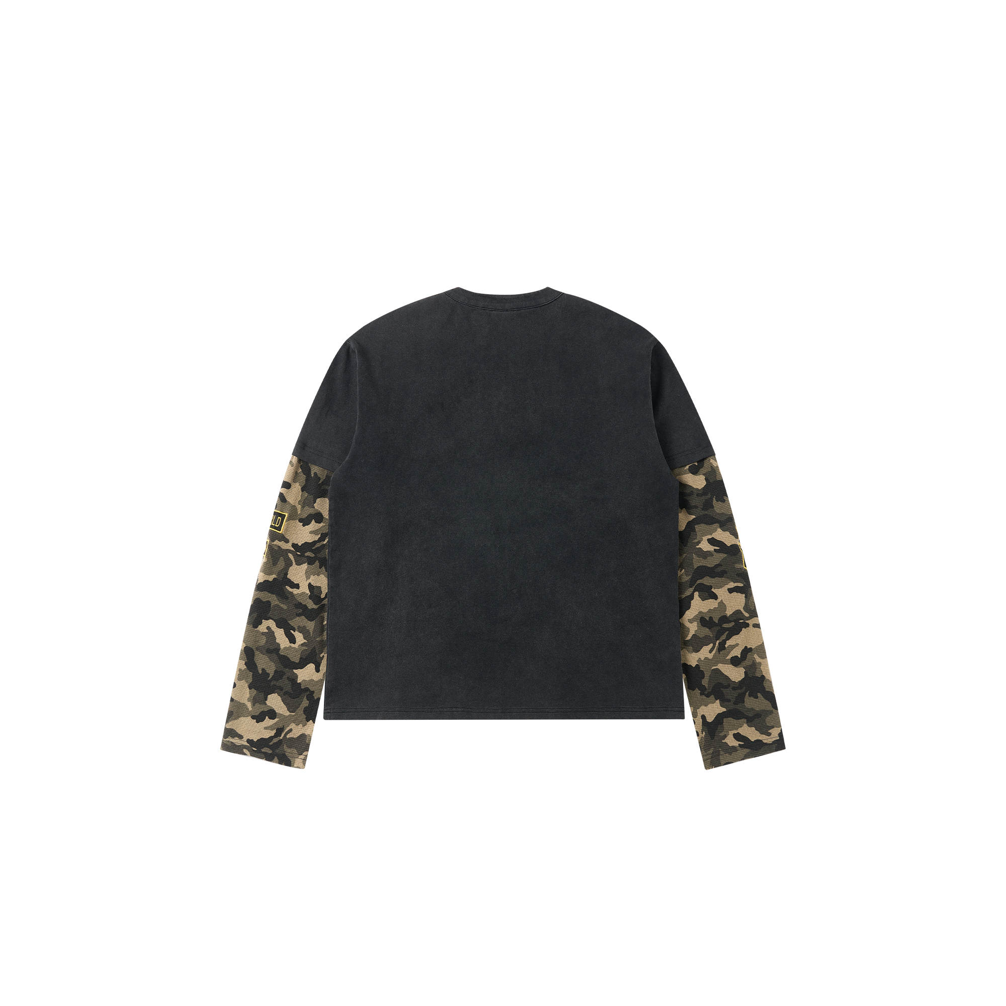 SAVAGEGROWTHWORLD Waffle Camo-Sleeve Henley Long-Sleeve Tee, premium urban and streetwear designers apparel on PROJECTISR.com, SAVAGEGROWTHWORLD
