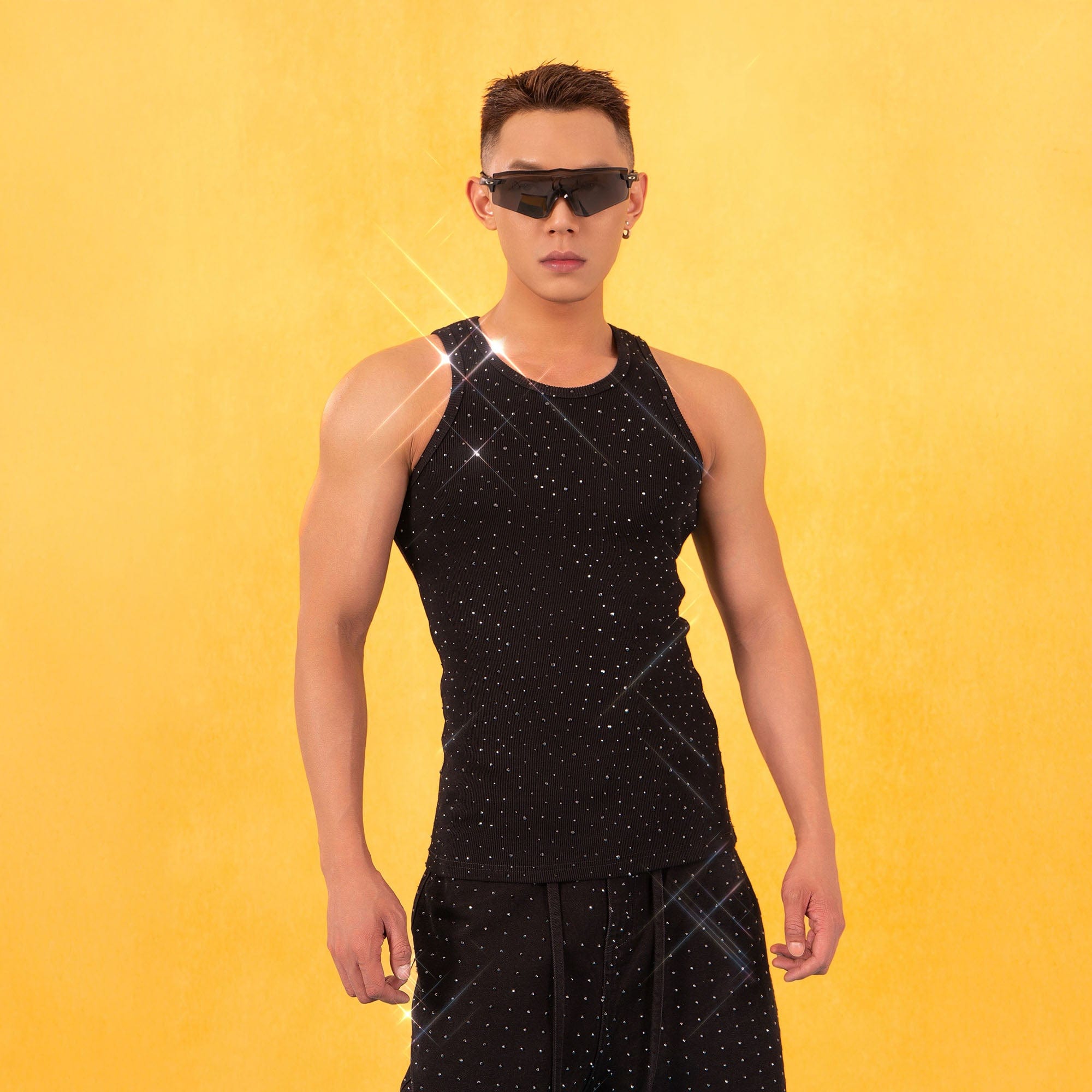 CLP Sparkle Diamond Ribbed Tank Top