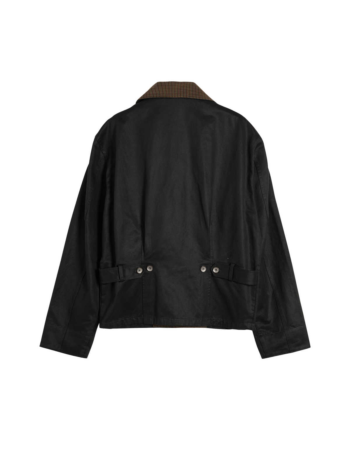 ORGANIC EMOTION Washed Retro Plaid Spliced Lapel Jacket