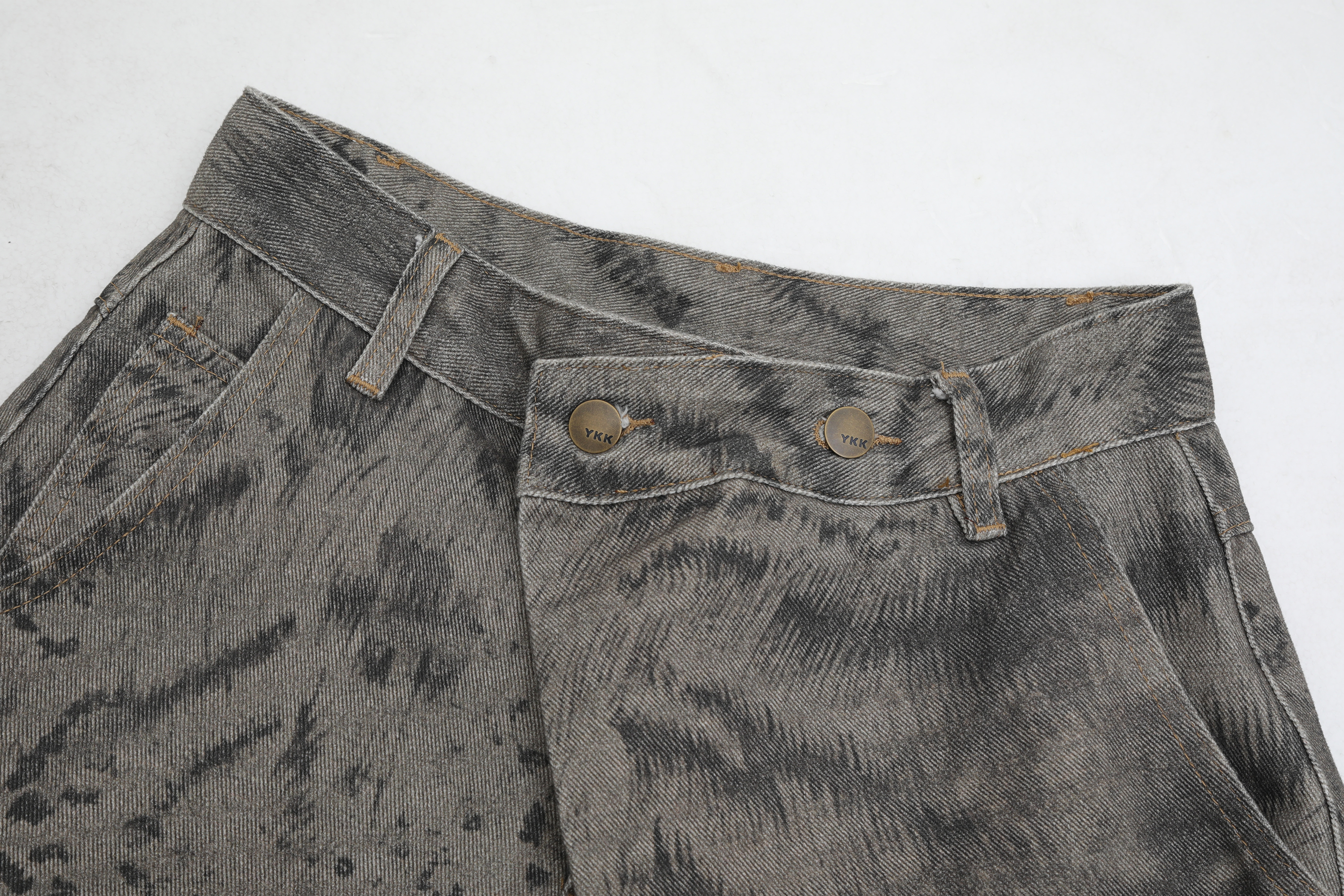 HAHAHA Animal Totem Graphic Crossover-Waist Curved Wide-Leg Pants