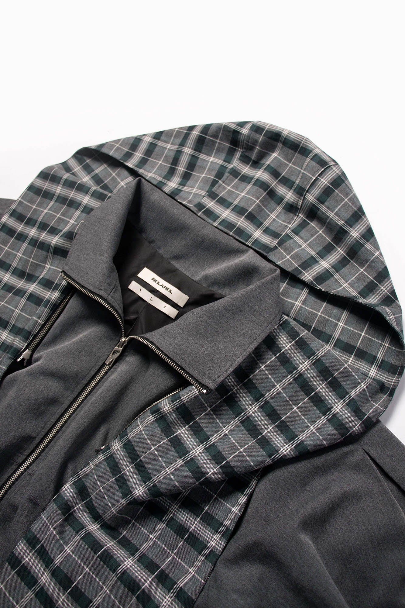 RELABEL Detachable Plaid Hooded Jacket, premium urban and streetwear designers apparel on PROJECTISR.com, RELABEL