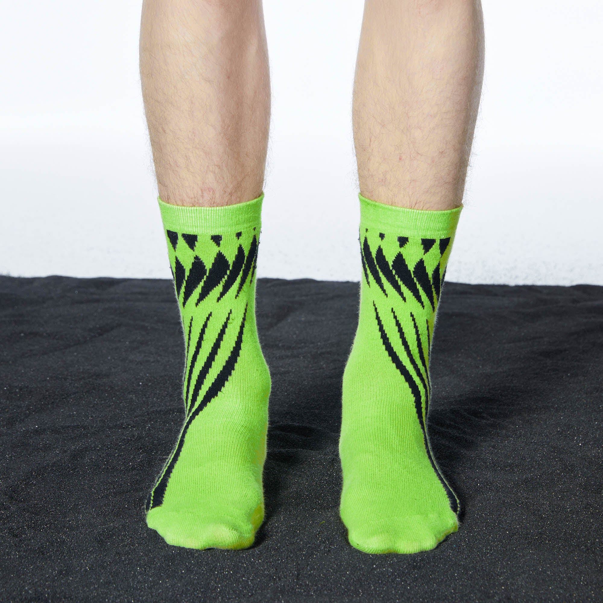 LOSTNFOUND Geometric Crew Socks Green, premium urban and streetwear designers apparel on PROJECTISR.com, LOSTNFOUND