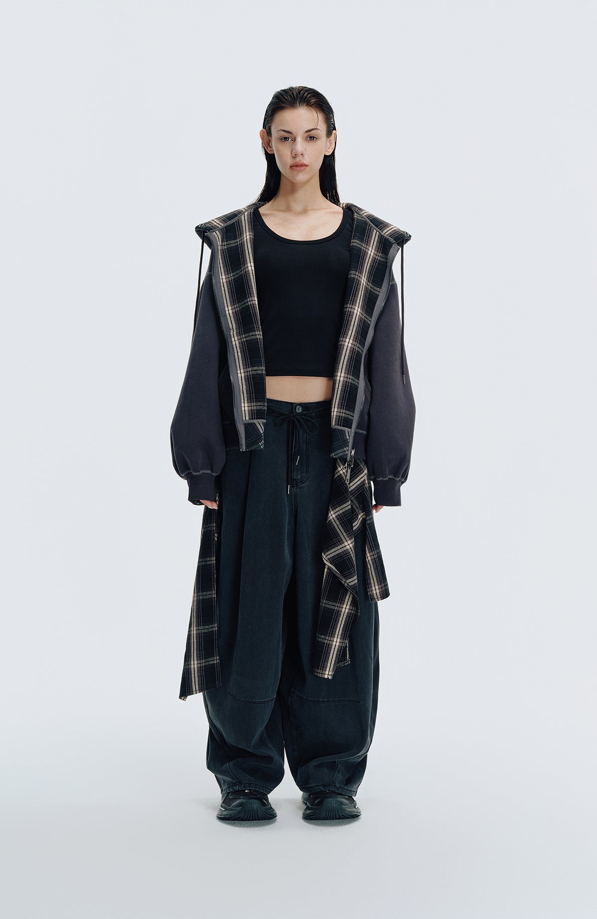 HAHAHA STUDIOS Plaid Reversible Hooded Jacket