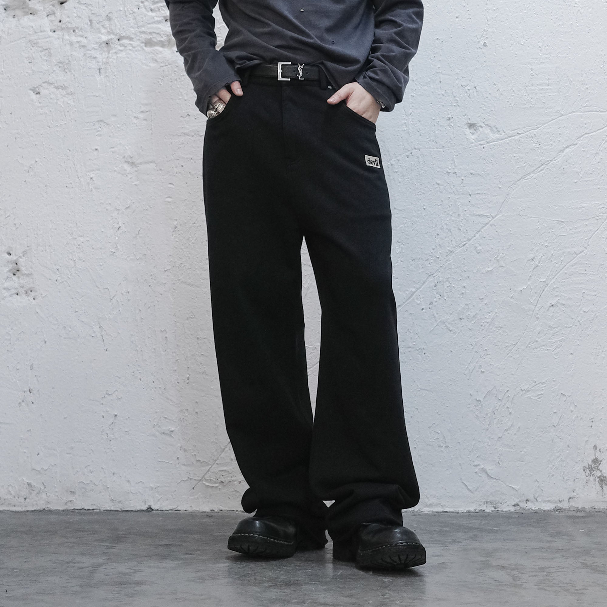 UNDERWATER Devil Embroidery Straight-Leg Pants