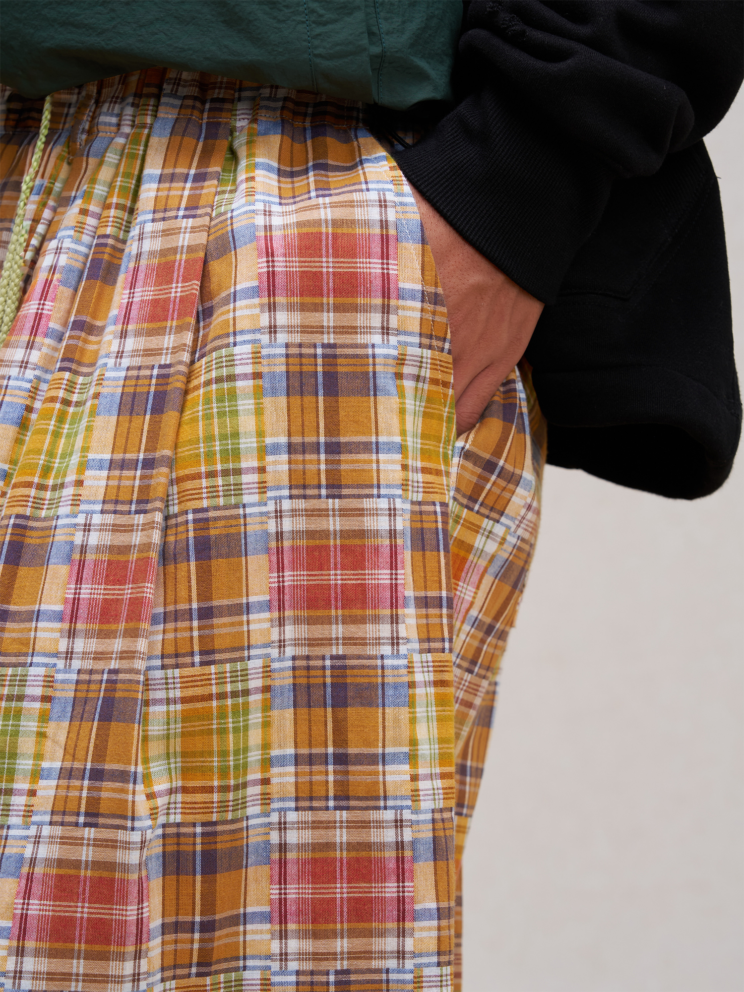 UNLIMITED MOTE Patchwork Plaid Balloon Pants