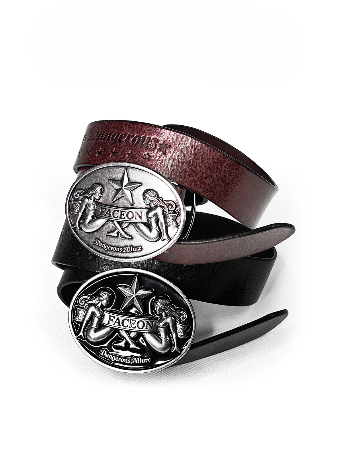 FACEONLAB Gemini Embossed Buckle Retro Faux Leather Belt