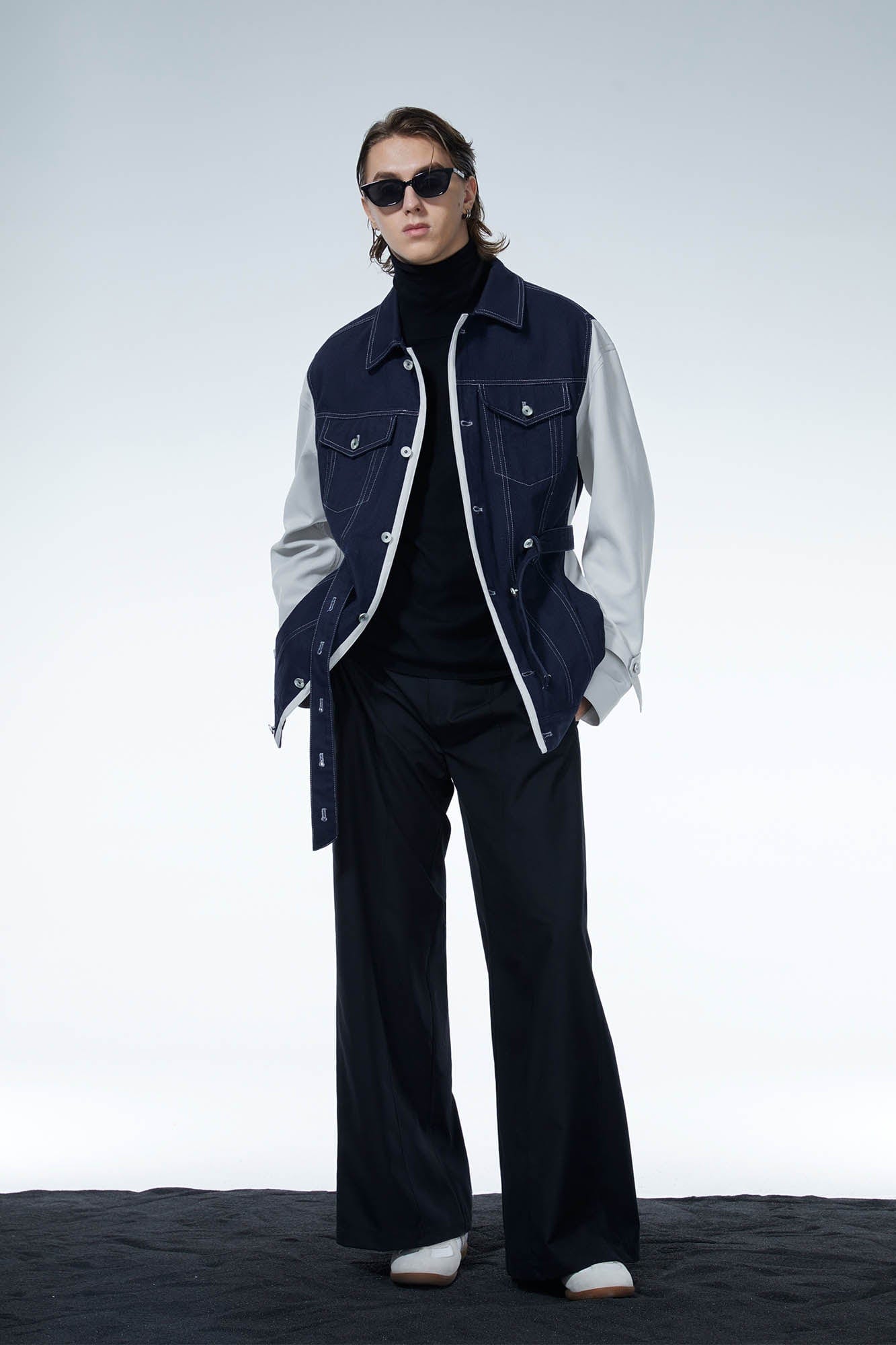 LOSTNFOUND Spliced Stitch Strappy Jacket, premium urban and streetwear designers apparel on PROJECTISR.com, LOSTNFOUND