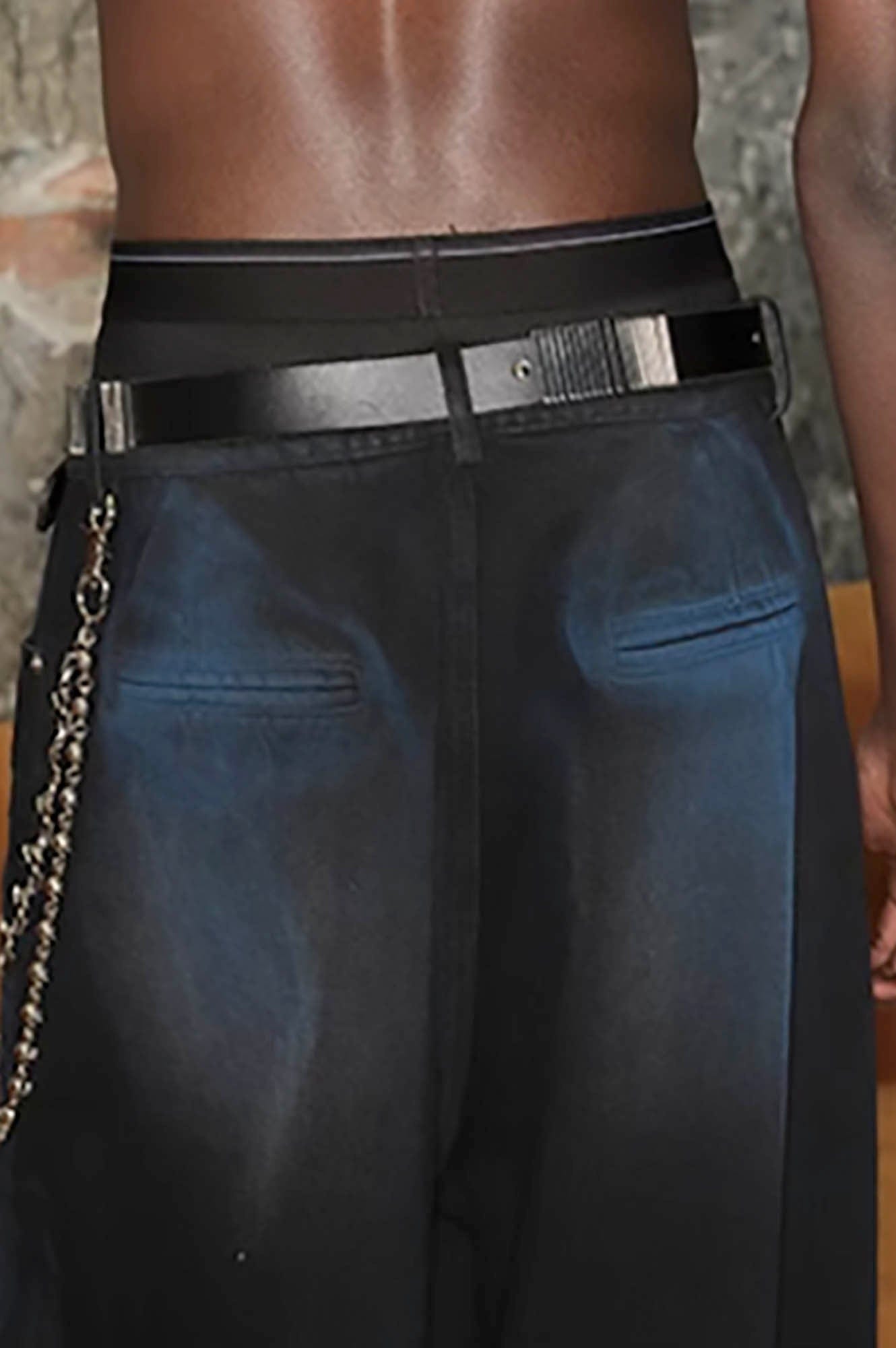 TRIANGLE PROJECT Faded Wide-Leg Denim Pants, premium urban and streetwear designers apparel on PROJECTISR.com, TRIANGLE PROJECT