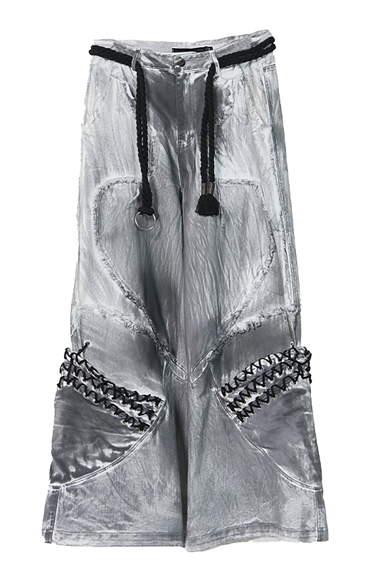 VE2 Lace-Up Panel Flared Jeans