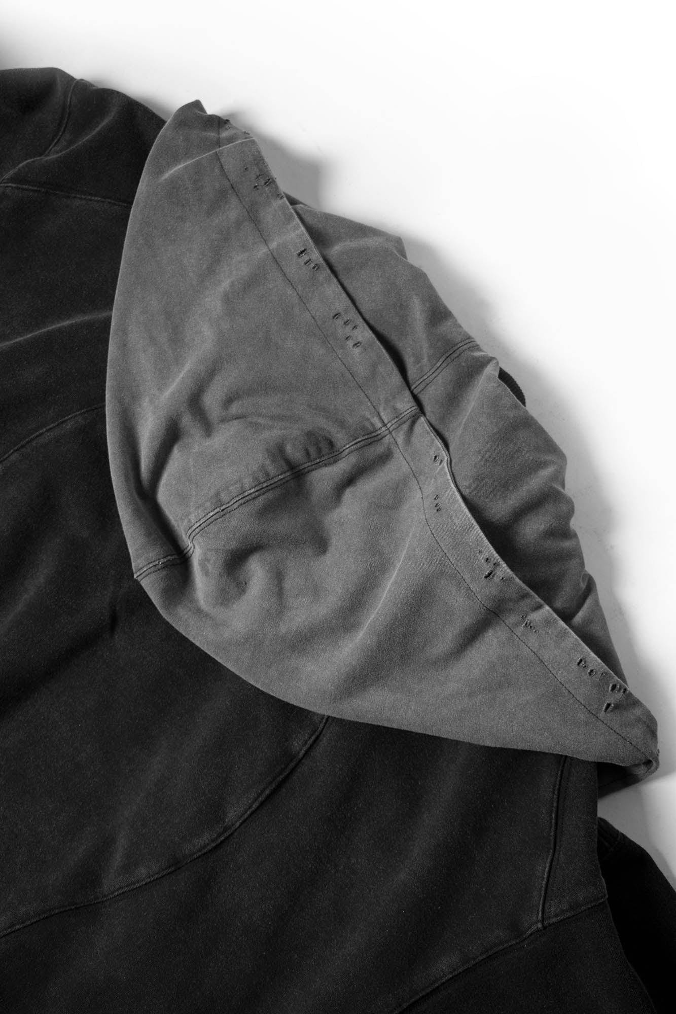 RELABEL Detachable-Hood Distressed Ripped Sweatshirt, premium urban and streetwear designers apparel on PROJECTISR.com, RELABEL