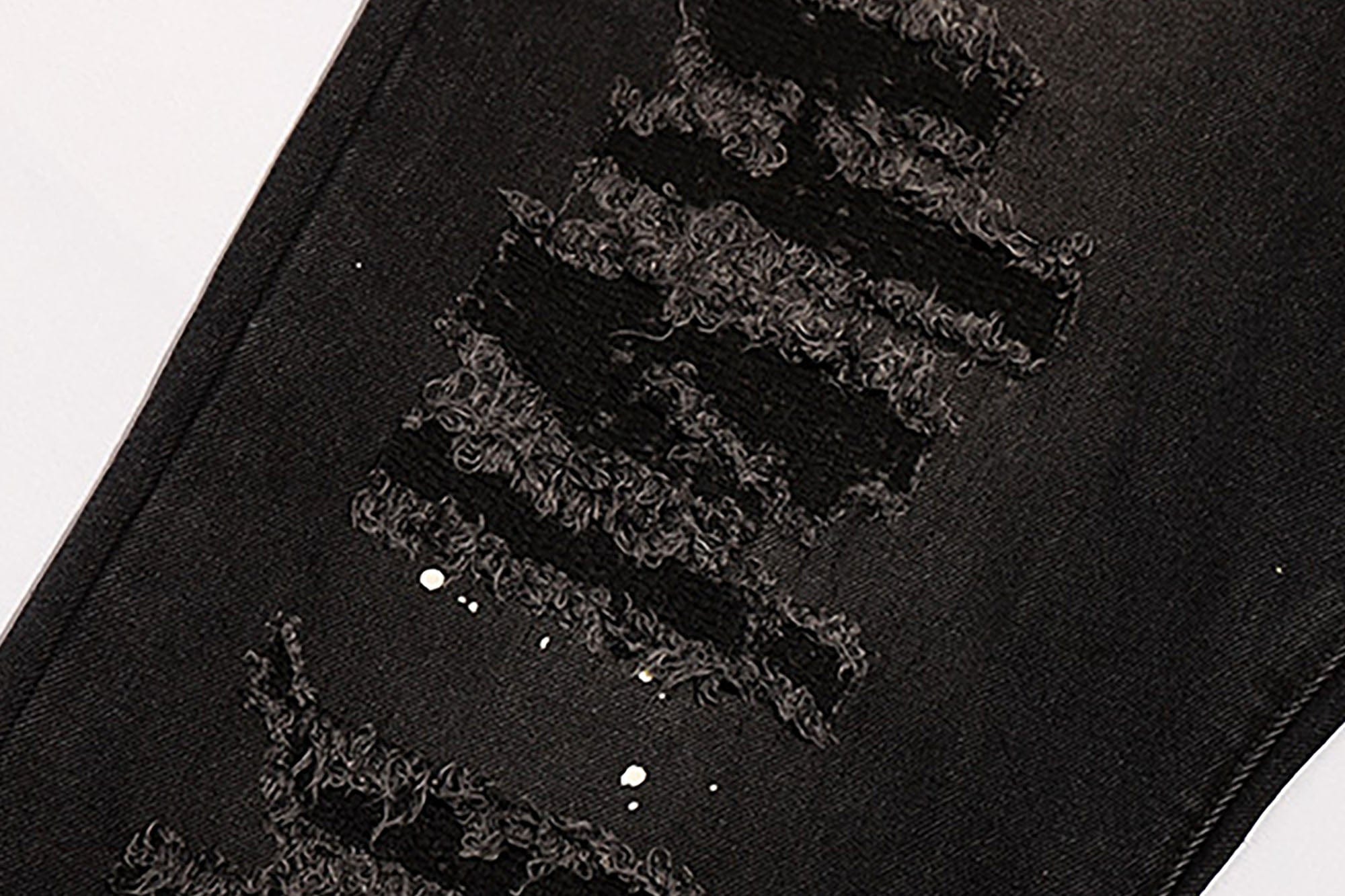 BLACK8MOB Ripped Splatter Straight-Leg Jeans, premium urban and streetwear designers apparel on PROJECTISR.com, BLACK8MOB