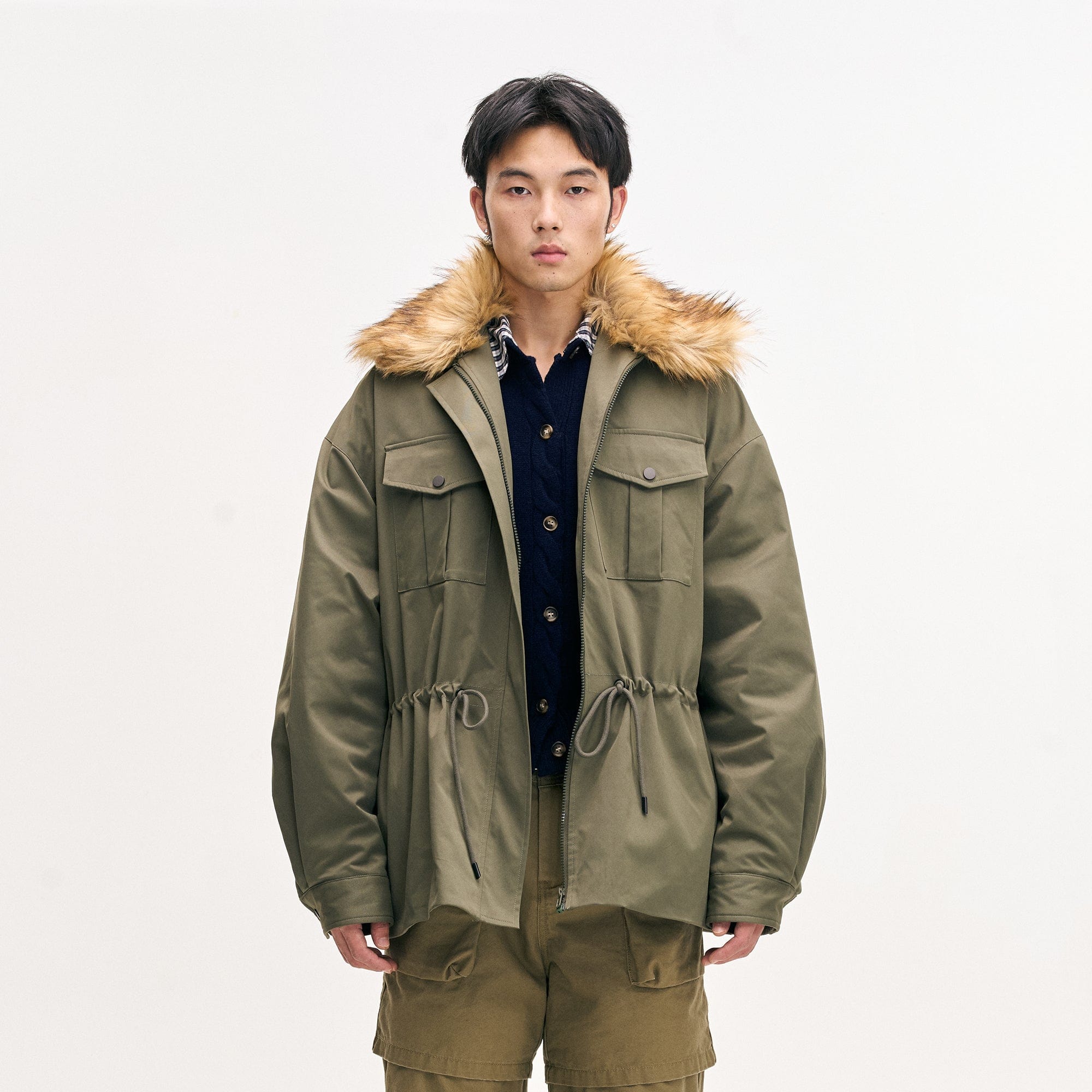 LEONSENSE Classic Detachable Faux-Fur Collar Parka Coat, premium urban and streetwear designers apparel on PROJECTISR.com, LEONSENSE