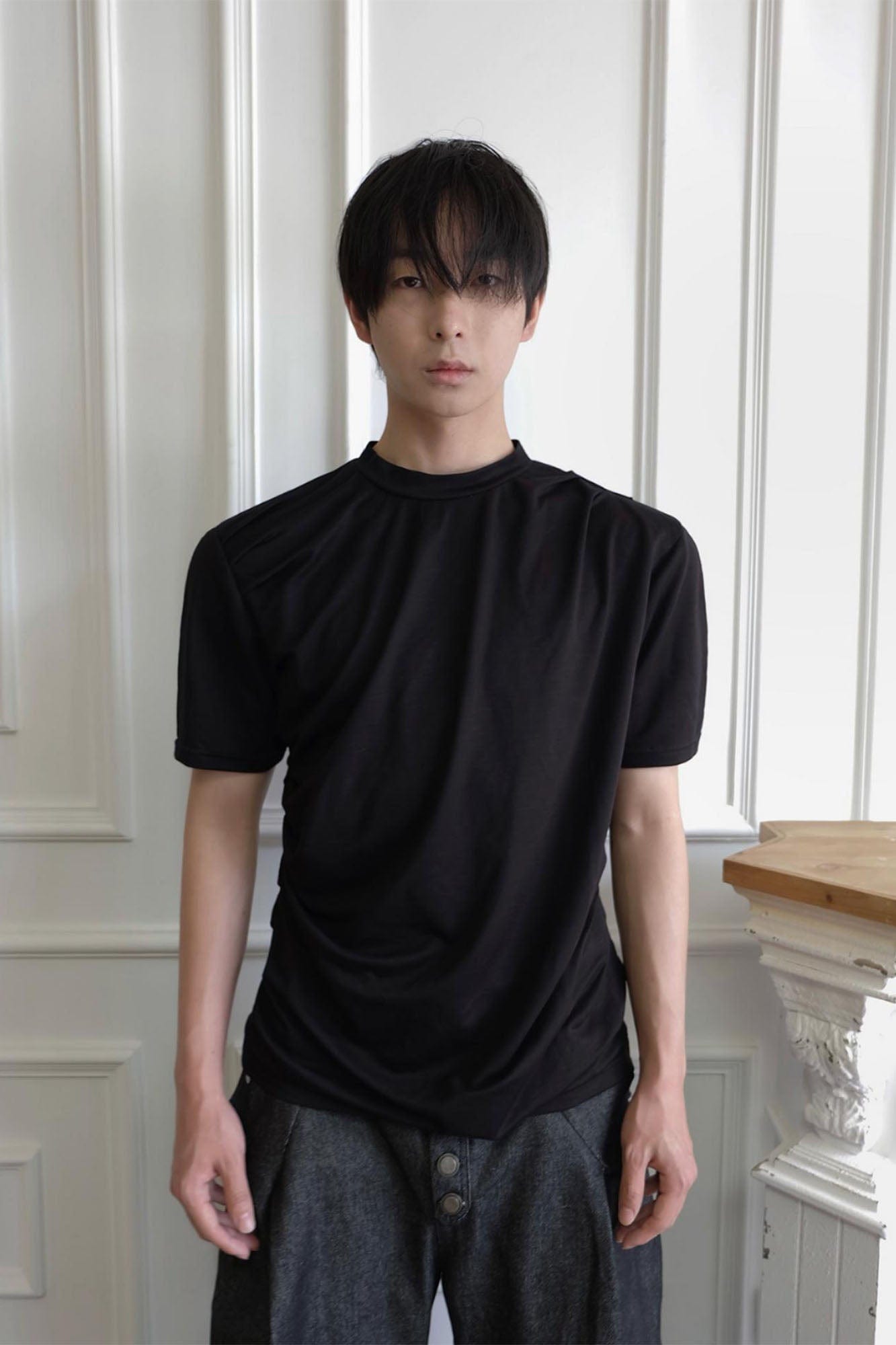 SSIN7 Essential Drape Texture Mock T-Shirt, premium urban and streetwear designers apparel on PROJECTISR.com, SSIN7