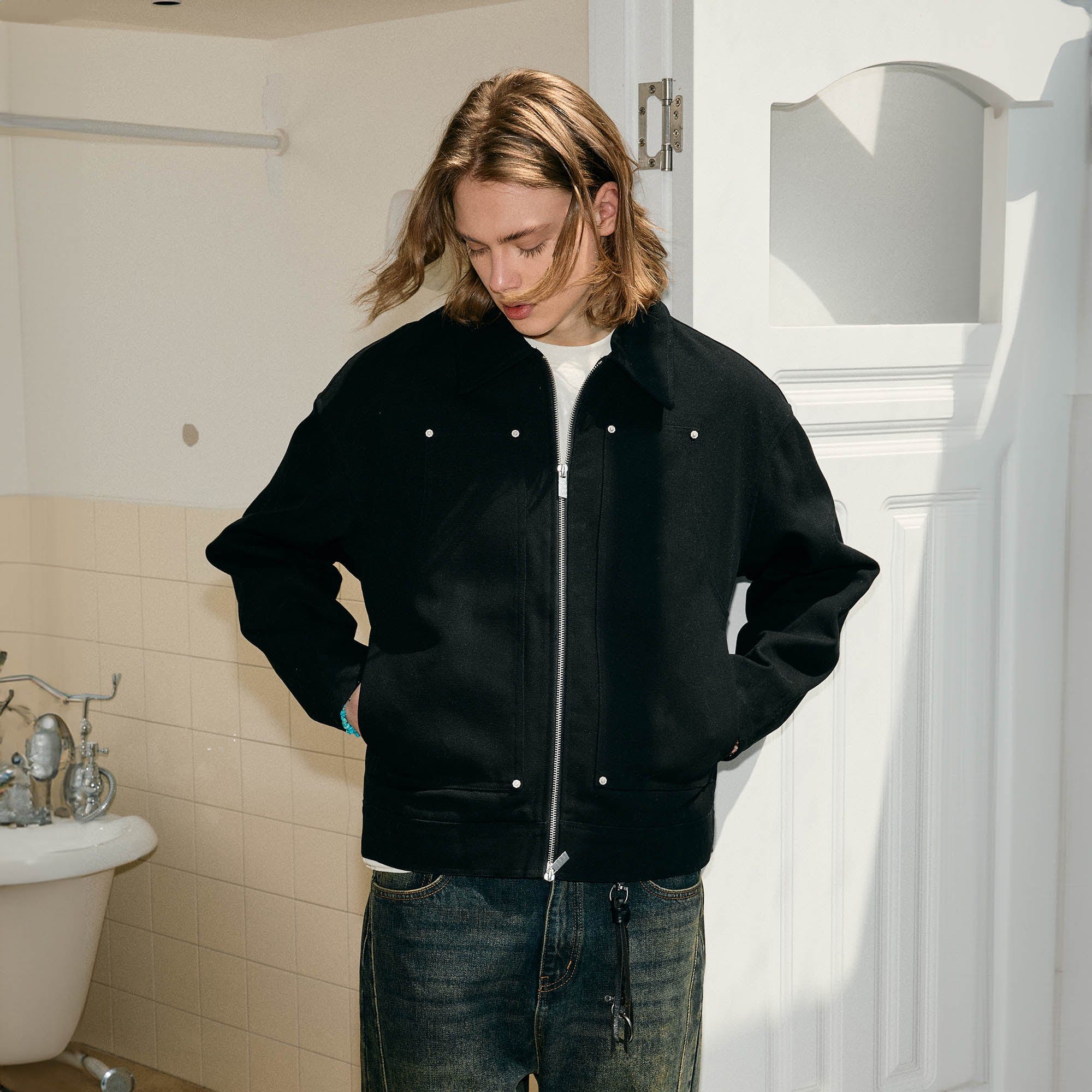 KREATE Studded Patchwork Utility Jacket, premium urban and streetwear designers apparel on PROJECTISR.com, KREATE
